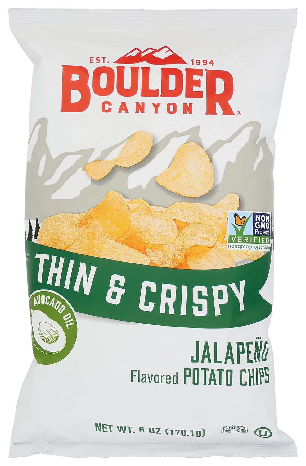 Boulder Canyon Avocado Oil Sea Salt Potato Chips 6 Count, 1.25 OZ