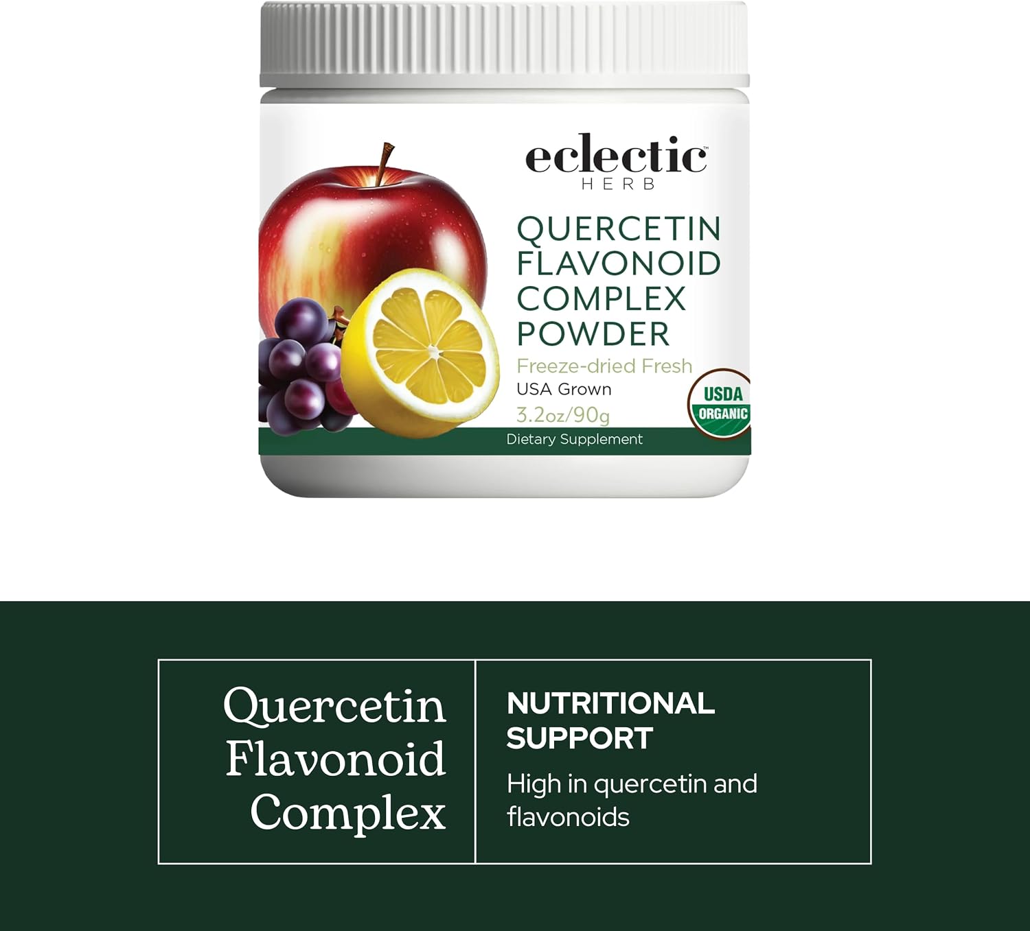 Eclectic Institute Raw Fresh Freeze-Dried Quercetin Flavonoid Complex, Whole Food Powder | 3.2 oz (90 g)