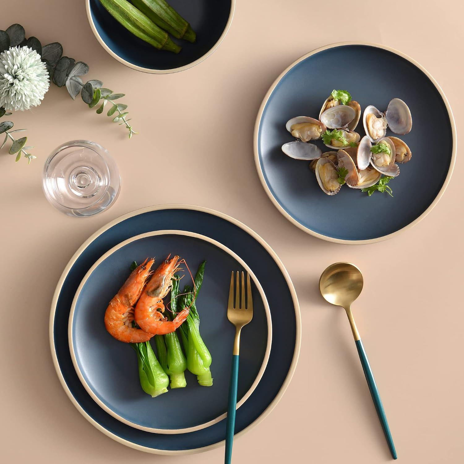 Melamine Dinnerware Sets, Plates and Bowls Sets 12 Pcs, Melamine Plates, Dish Set for 4, Unbreakable Dinnerware Set for Party, BPA Free