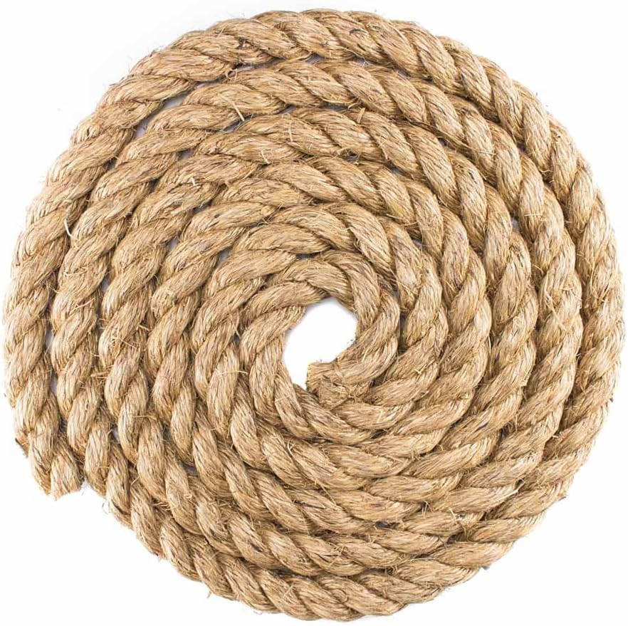 Twisted Manila Hemp Rope (1 Inch x 25 Feet)