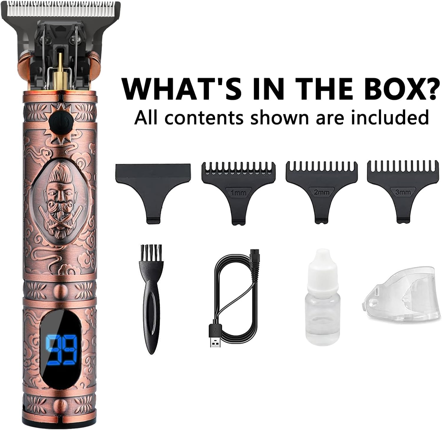 AMULISS Beard Trimmer for Men,Zero Gapped Vintage Professional Hair Clipper