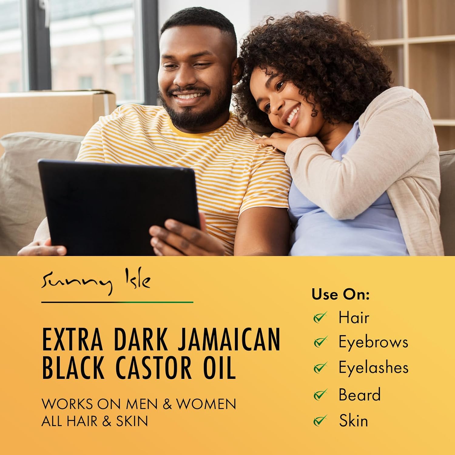 Sunny Isle Extra Dark Jamaican Black Castor Oil 8oz | Hair, Scalp, Skin | Richer Thicker Moisturizing Oil for Hair Growth, Dry Scalp, Damaged Hair Repair, Edges, Eyebrows, Eyelashes, Unscented