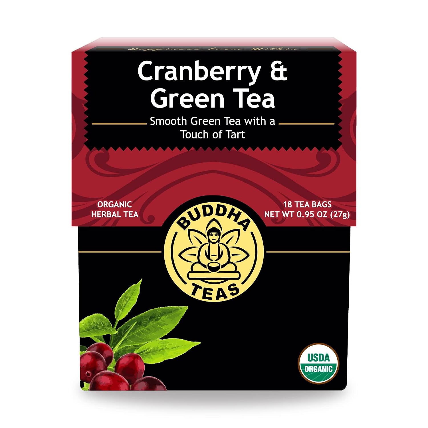 Buddha Teas - Organic Sencha Green Tea - For Health & Wellbeing - Japanese Green Tea - With Antioxidants & Minerals - Clean Ingredients - Caffeinated - OU Kosher & Non-GMO - 18 Tea Bags (Pack of 1)
