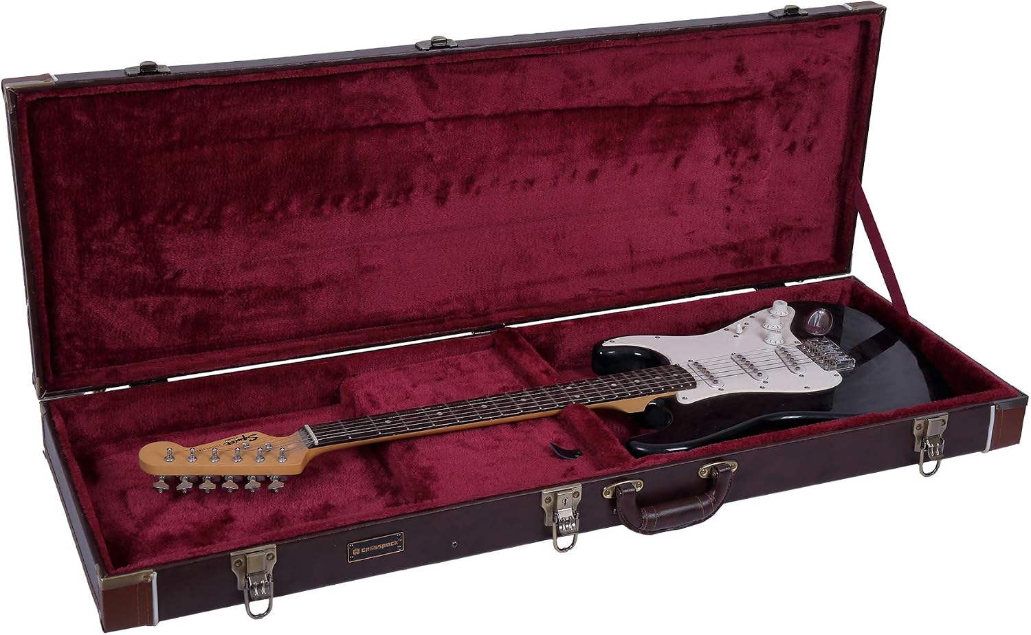 Crossrock Hardshell Arch Top wood case fits SG Electric Guitars-Black(CRW600SGBK)