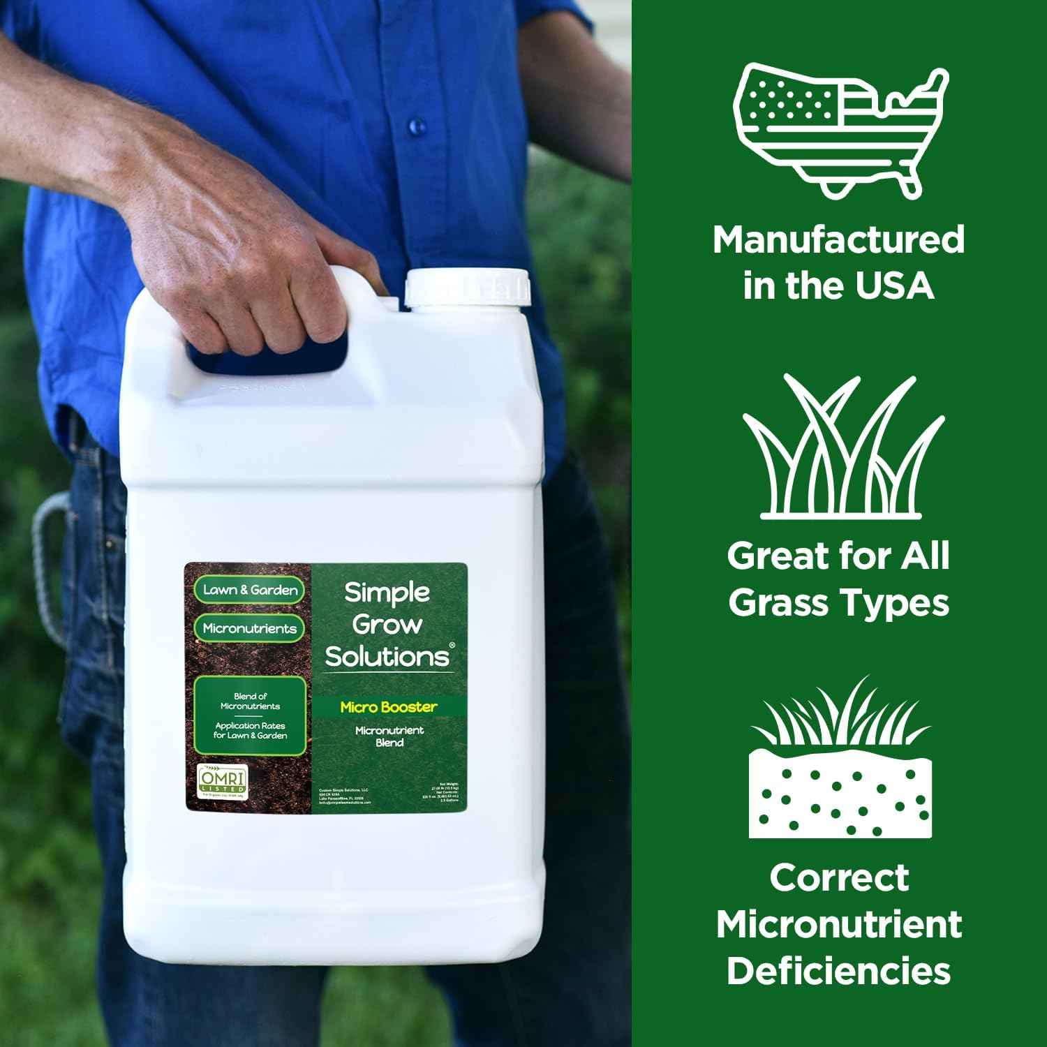 Organic Micronutrient Booster- Complete Plant & Turf Nutrients- Simple Grow Solutions- Garden & Lawn Fertilizer- Grower, Gardener- Liquid Food for Grass, Tomatoes, Flowers, Vegetables (32 Ounce)