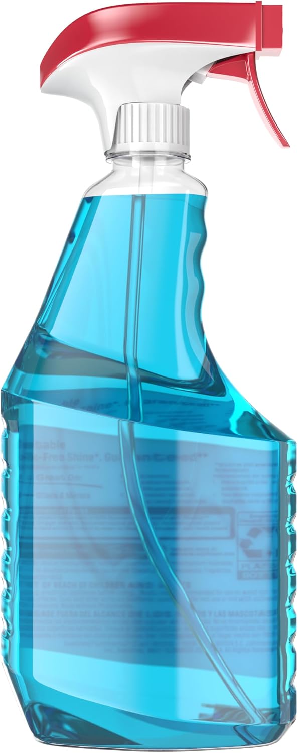 Windex refill glass and window cleaner, made from 100% recycled plastic, surface cleaning spray, original blue scent, 2L (67.6 fl oz)