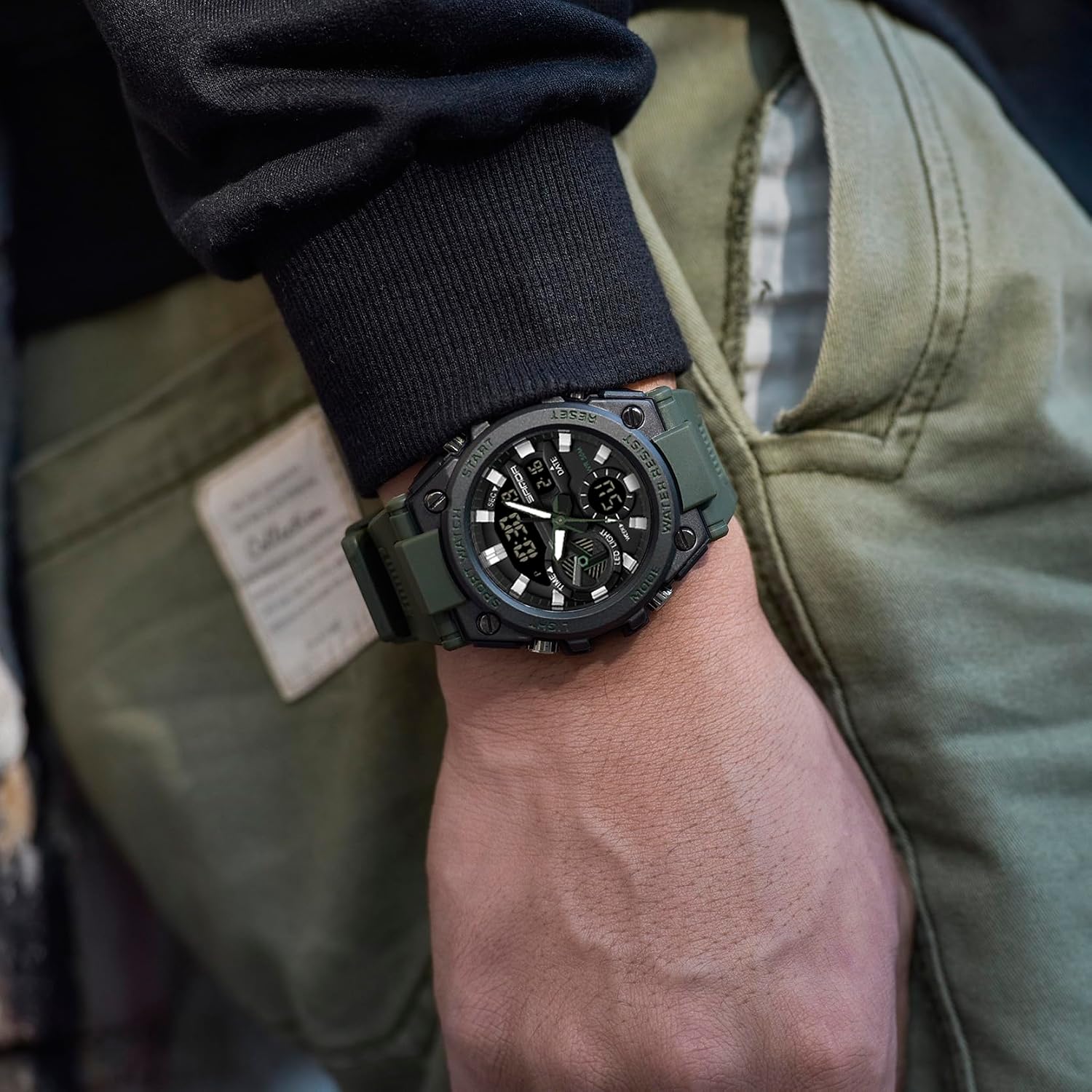 KXAITO Men's Watches Sports Outdoor Waterproof Military Watch Date Multi Function Tactics LED Alarm Stopwatch