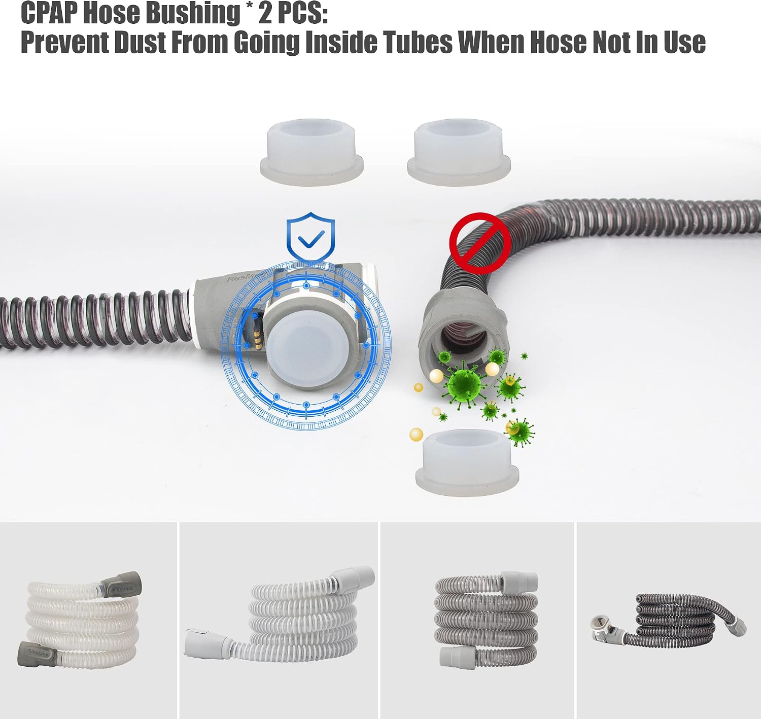 Jakia CPAP Tube Hose Cleaning Brush Kit 7 ft Strong Flexible Spring Body with Double Brush Heads Each 8.7" and 6.7“ Diameters Plus Two 7" Handy