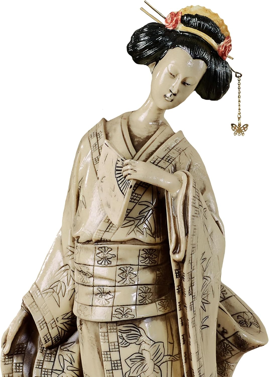 Touch of Class Miyoko Beauty Geisha Table Sculpture - Resin - Beige, Black, Red - Japanese Lady for Bedroom, Living Room, Dining Room, Bookshelf