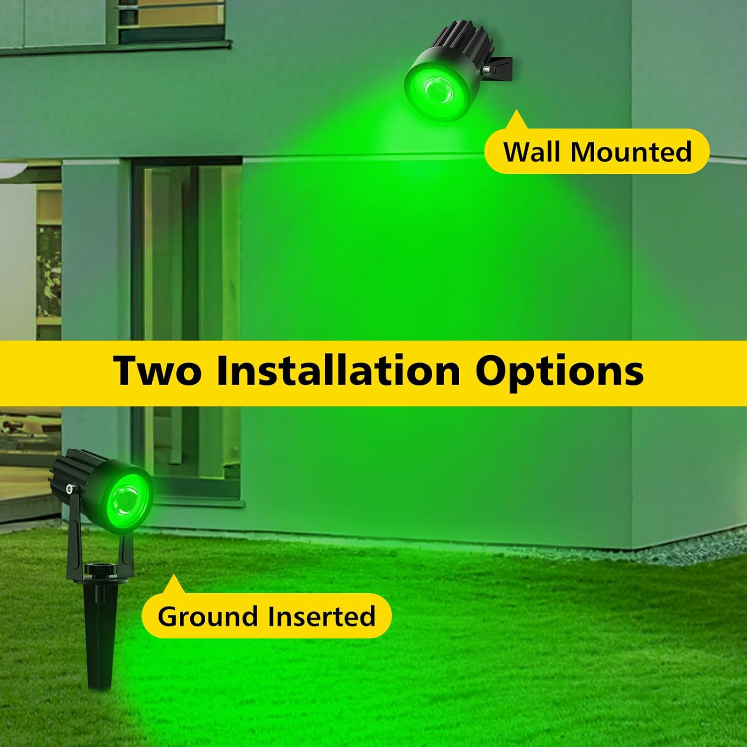 T-SUN Solar Spot Lights Outdoor, Dual Head Solar Spotlights, Cool White | IP65 Waterproof, 2 Brightness Modes, Dusk to Dawn Solar Uplights for Garden, Yard, Pathway, Patio, Lawn