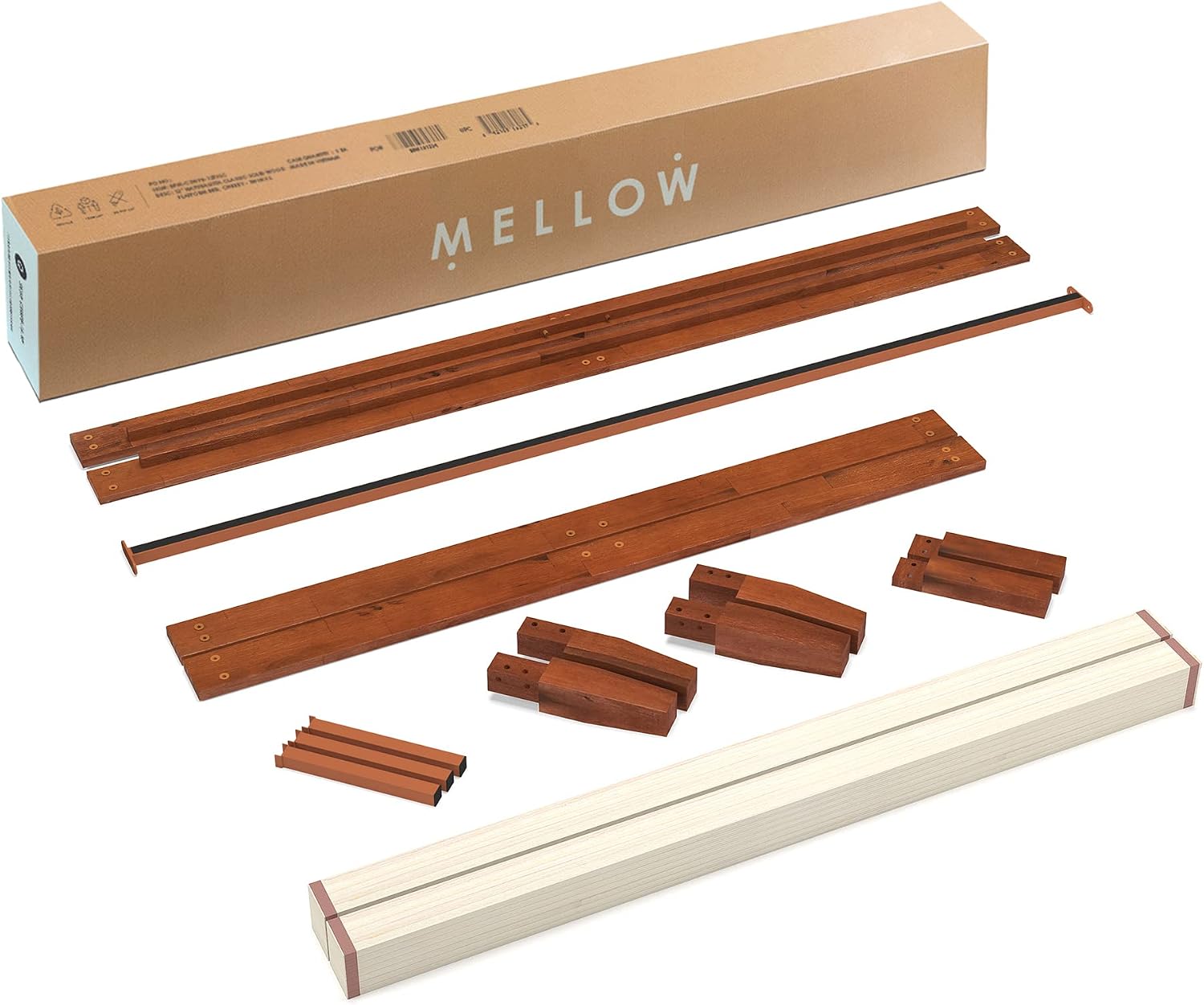Mellow Naturalista Classic - 12 Inch Solid Wood Platform Bed with Wooden Slats, No Box Spring Needed, Easy Assembly, Queen, Pine