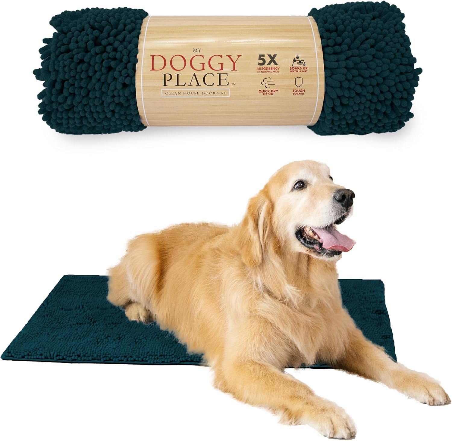 Dog Mud Mat, 31" x 20" Sage – Thick Microfiber Entry Rug for Snow, Mud & Salt – Absorbent, Quick-Dry, Washer-Safe & Non-Slip, Medium