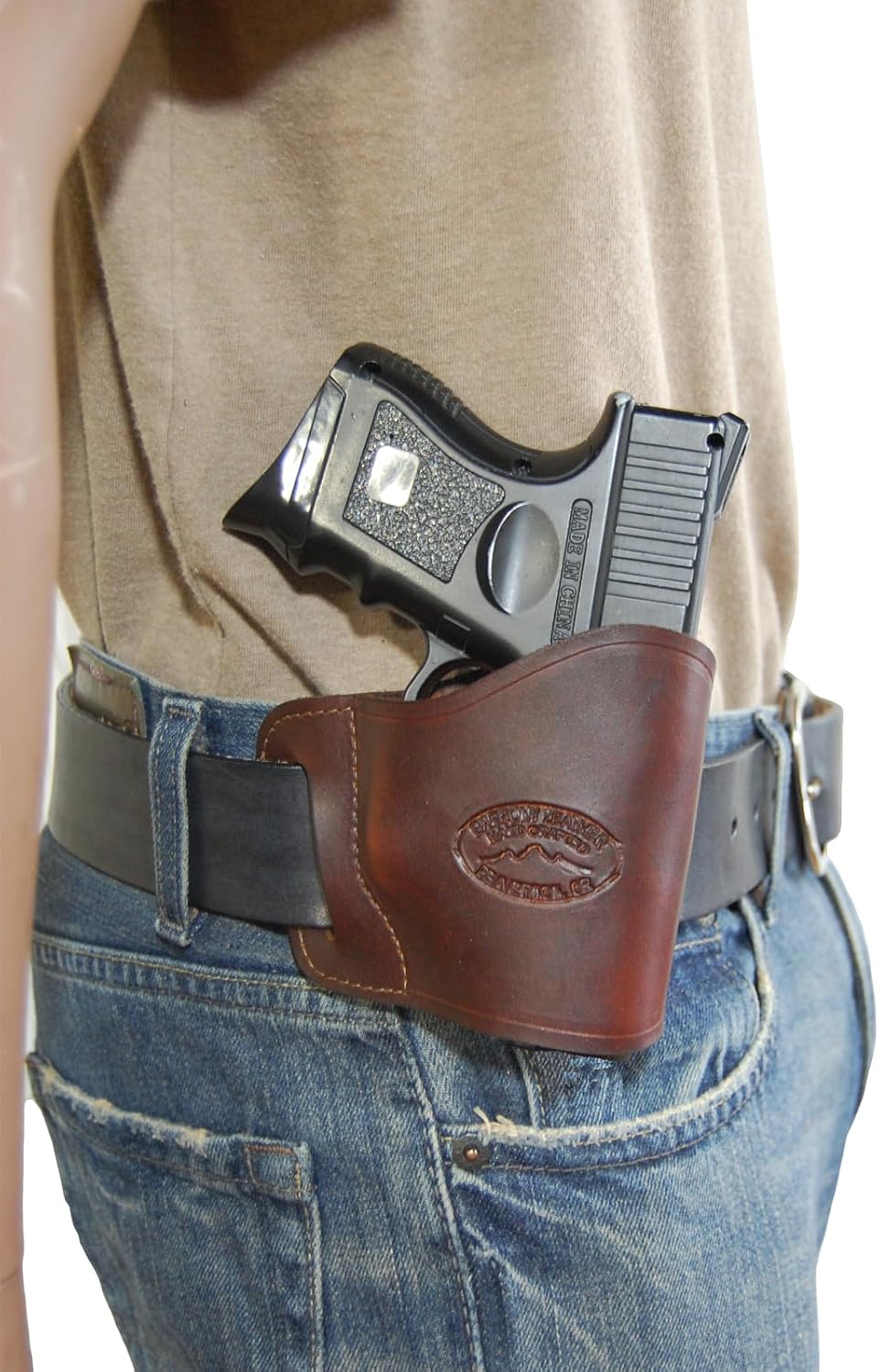 Barsony New Burgundy Leather Yaqui Style Gun OWB Holster for Compact Sub-Compact 9mm 40 45