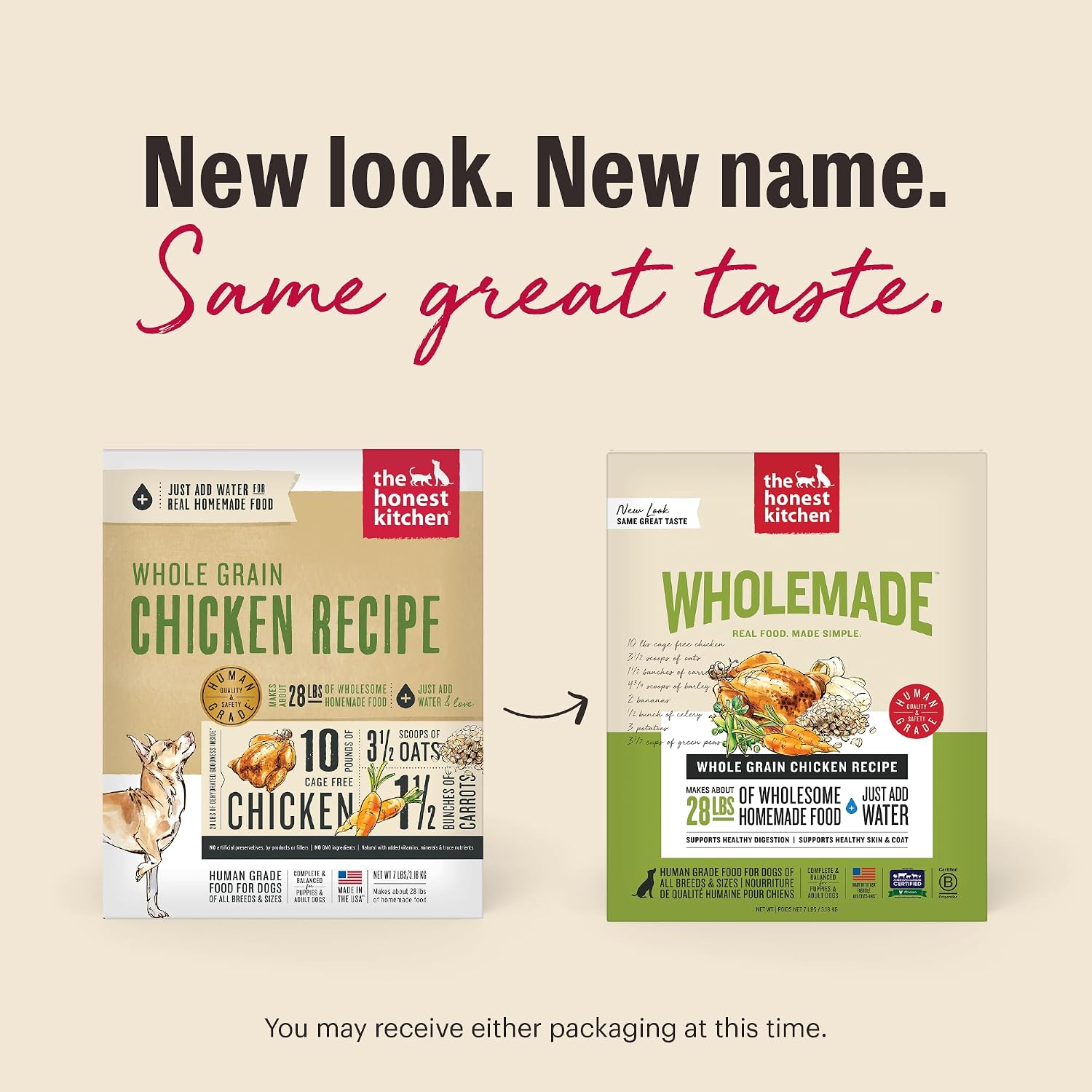 The Honest Kitchen Human Grade Wholemade™ Dehydrated Whole Grain Dog Food – Complete Meal or Dog Food Topper – Turkey 4 lb (Makes 16 lbs)