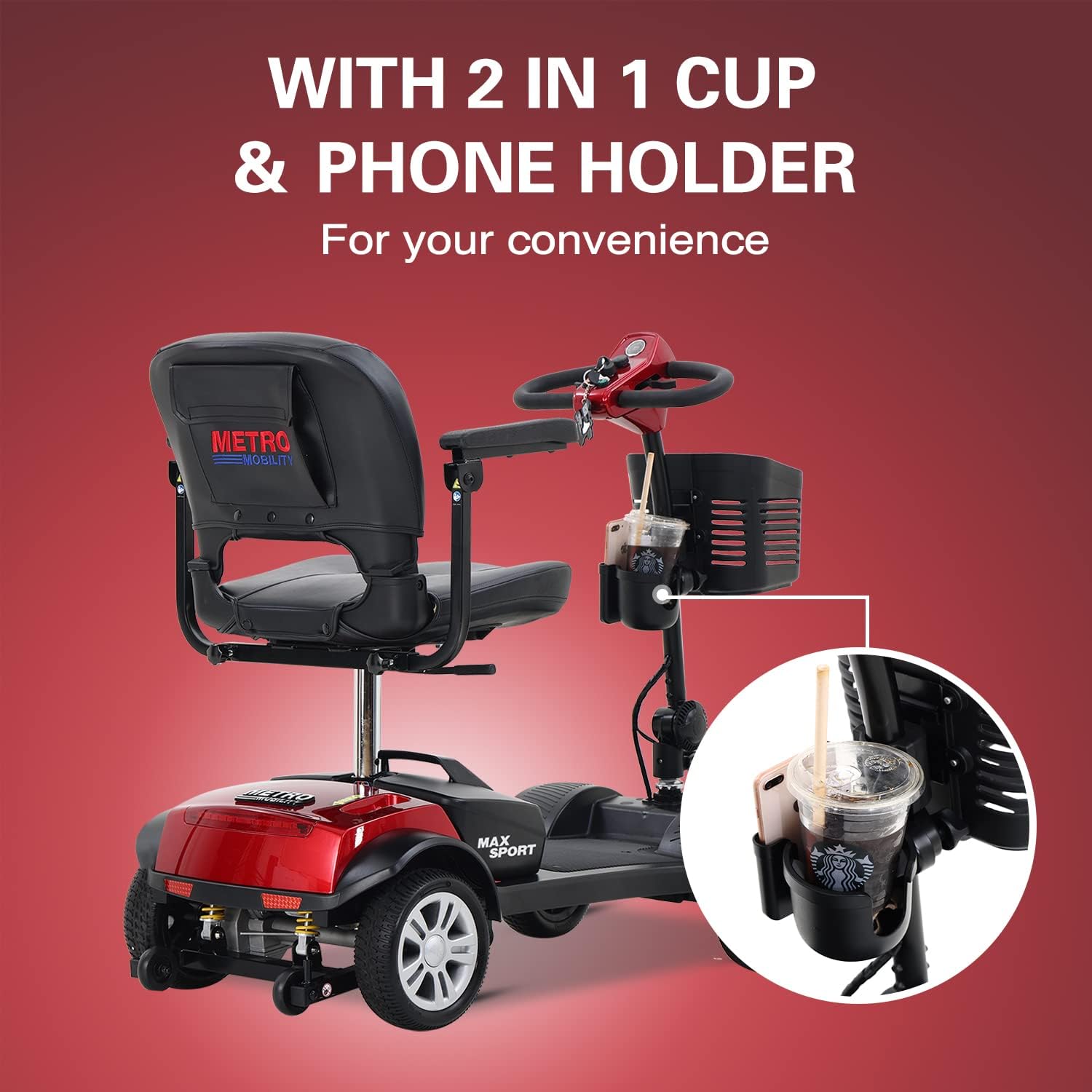Metro Mobility 4 Wheel Powered Mobility Scooter for Seniors - 300 lbs Capacity Electric Mobility Scooter for Adults - Long Range Power Extended
