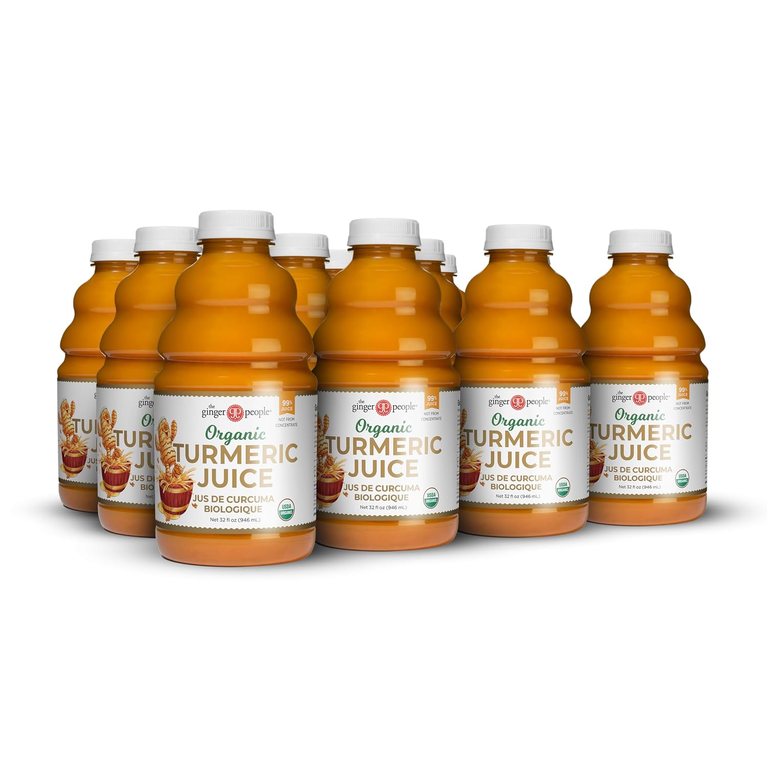 Organic Turmeric Juice, 99% Pure Turmeric Juice by The Ginger People – Drug Free Support, Non-GMO, Premium Quality, 32 Fl oz Bottle (Pack of 1)
