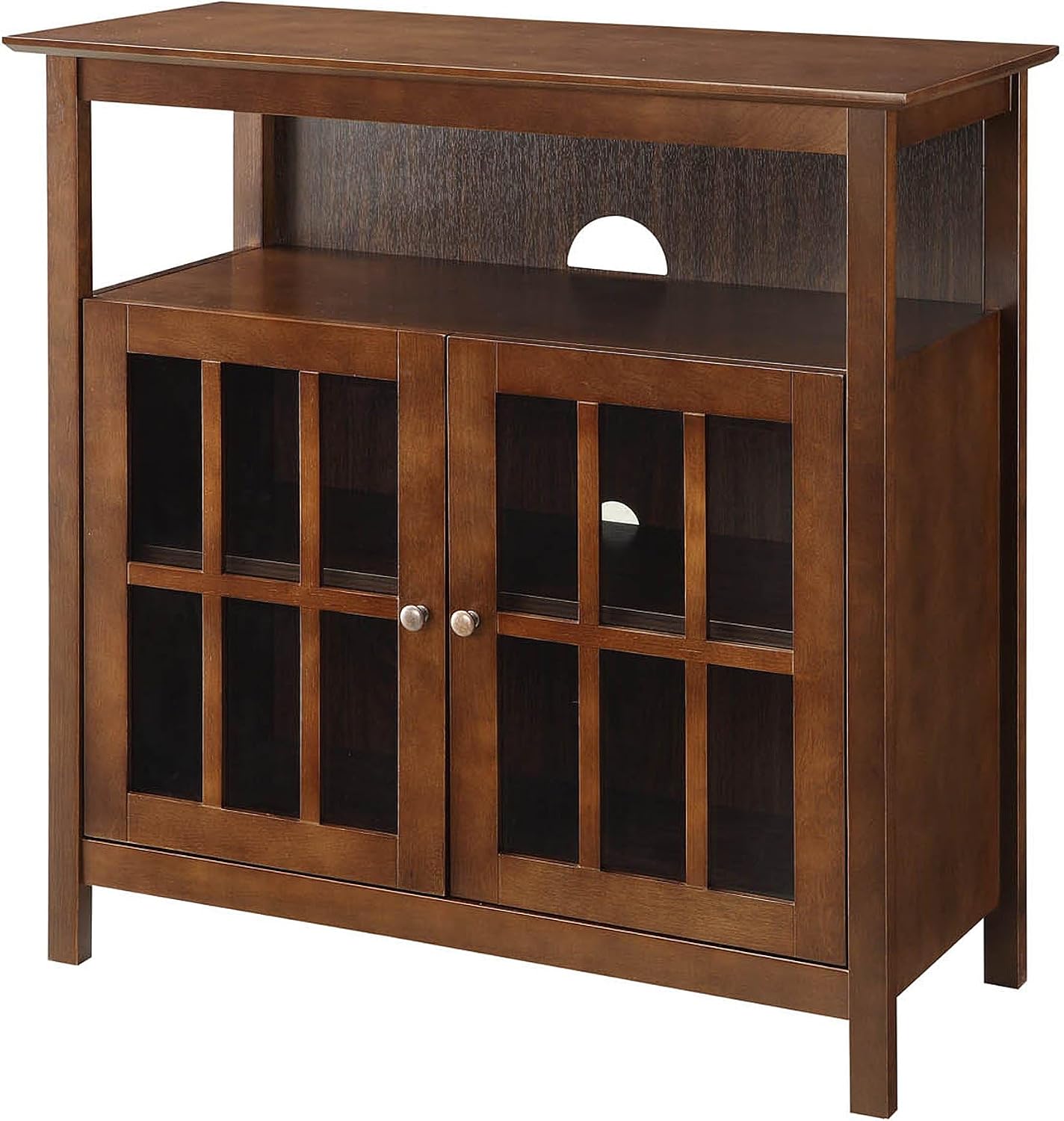 Convenience Concepts Big Sur Highboy TV Stand with Storage Cabinets and Shelves in White Finish