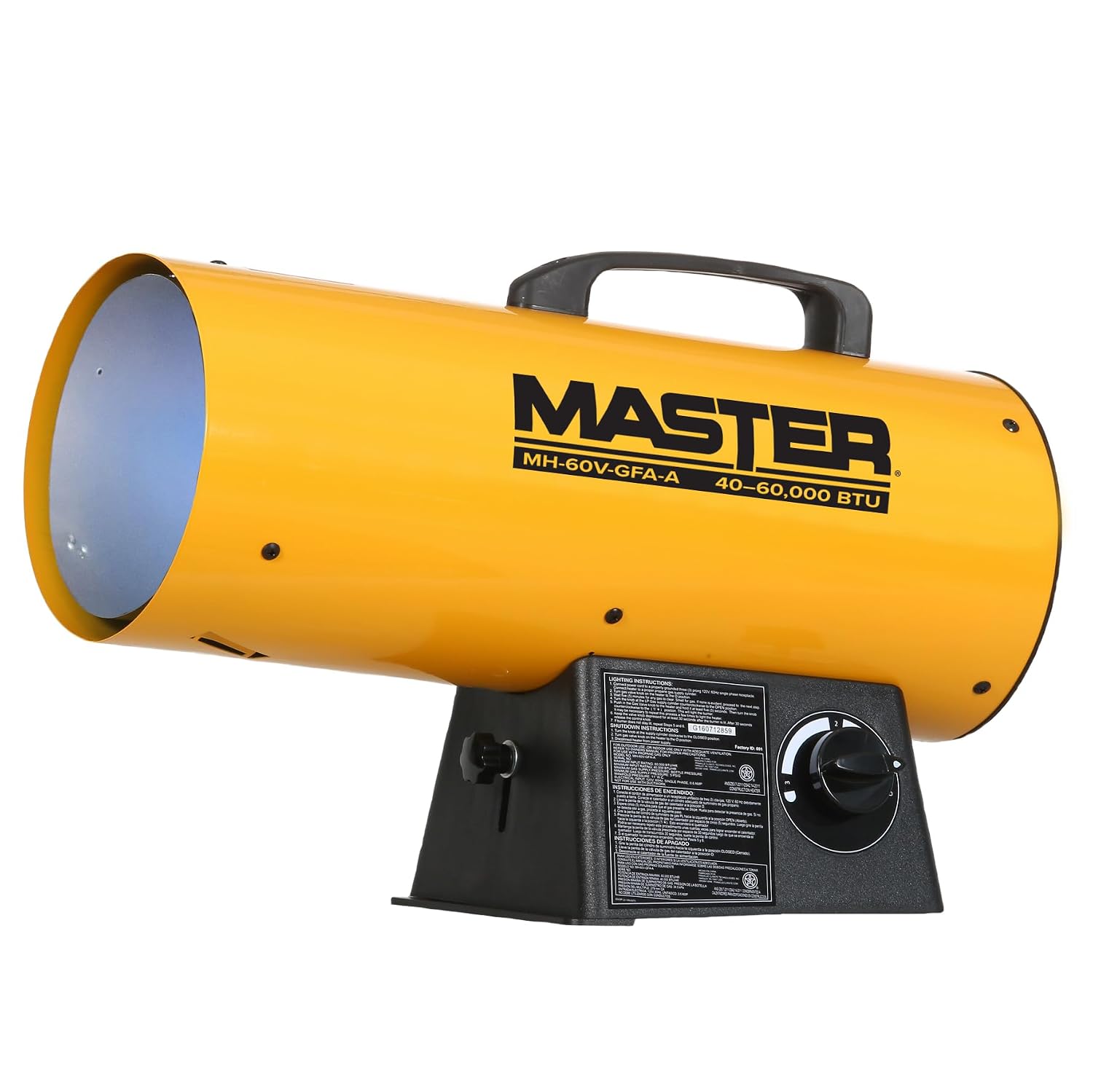Master MH-60V-GFA-A 60000 BTU LP Forced Air Heater - Variable Output, for Garage, Construction & Shop — Torpedo Salamander Heater