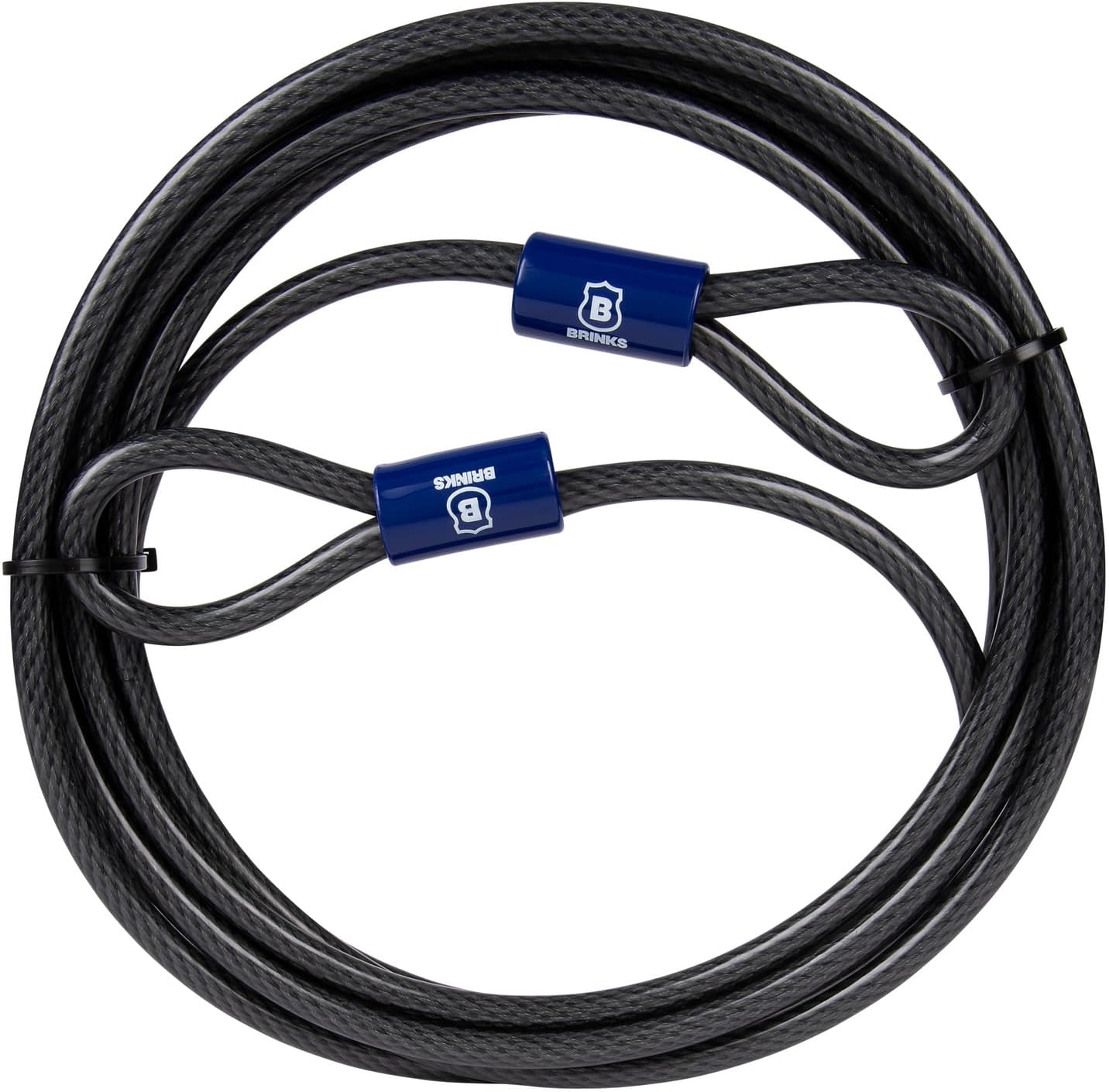 BRINKS - 15 ft x 3/8" Flexible Steel Loop Cable - Heavy Duty Vinyl Wrap for Corrosion Protection