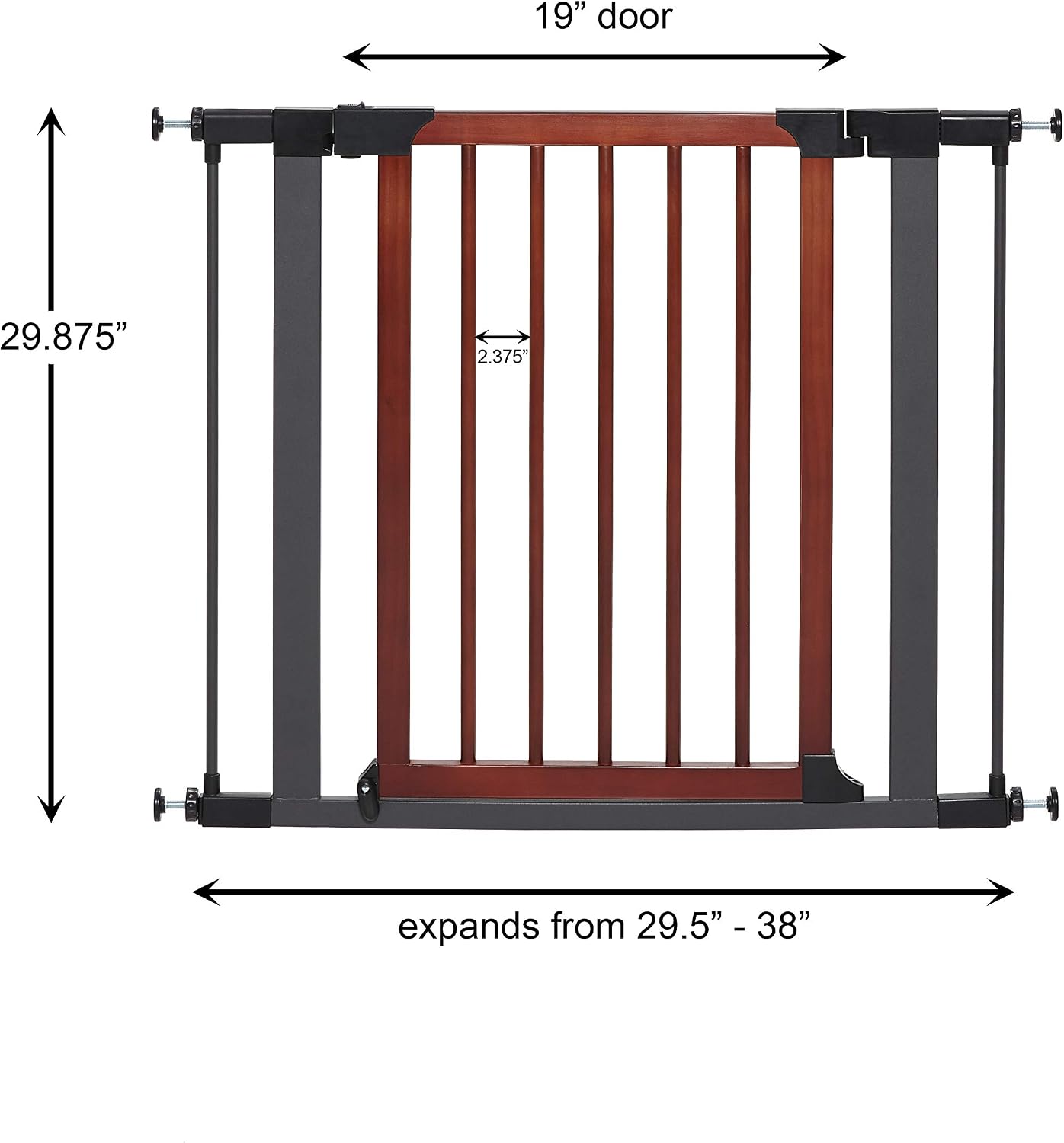Midwest Homes 39-Inch Steel Walk-Thru Dog Gate, Expands to 38" | Pressure Mounted, Expands 29.5"- 38" Wide, Auto-Close Door, Spring-Loaded Latch, Includes Two 3" Extensions