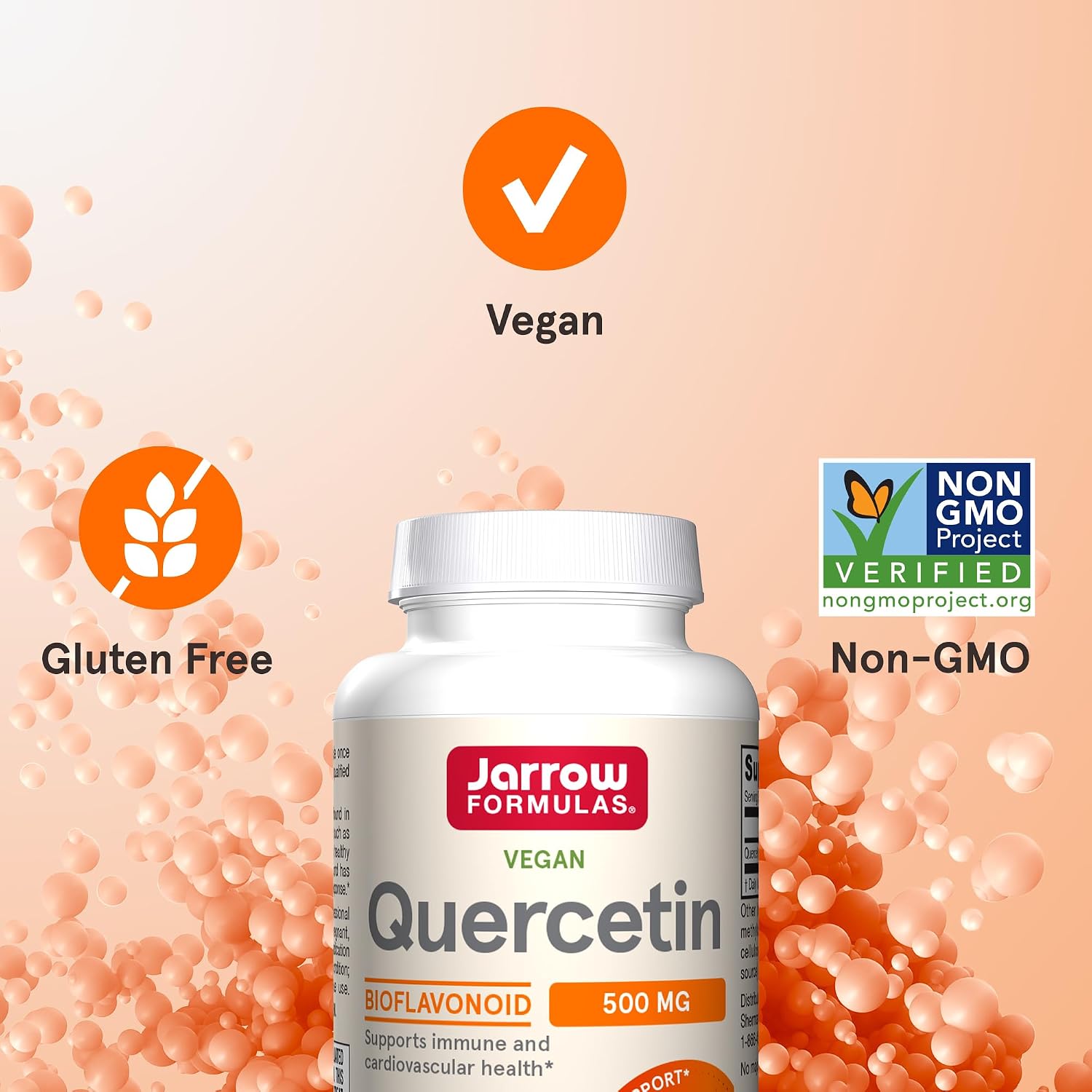 Jarrow Quercetin 500mg Capsules for Cardiovascular & Immune Health, 200ct | Cellular Health Support, Cardiovascular Support, Antioxidant Support, Supports Antioxidant Status, Veggie Capsules