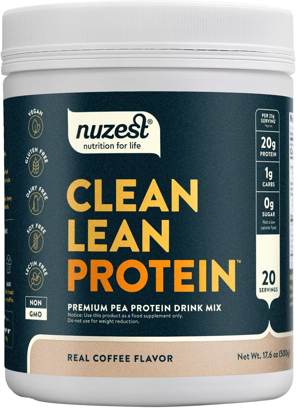Nuzest Clean Lean Protein - Vegan Pea Protein Powder Rich Chocolate 1.1 lb | 20 Servings with 18g Protein Plant Based Protein Powder, Only 4 Ingredients, Dairy Free, Gluten Free, GMO Free, Protein Shake