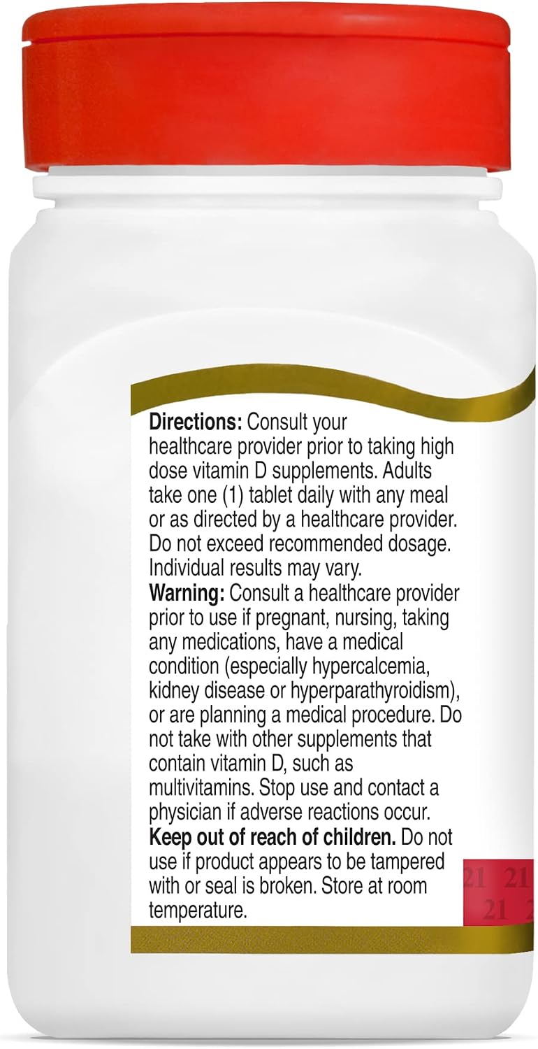 21st Century Vitamin D3 5000 IU Tablets, High Potency, 110 Count | High-Potency Vitamin D3 5000 IU Tablets, Bone Health & Immune System Support, Helps with Calcium Absorption, Gluten Free