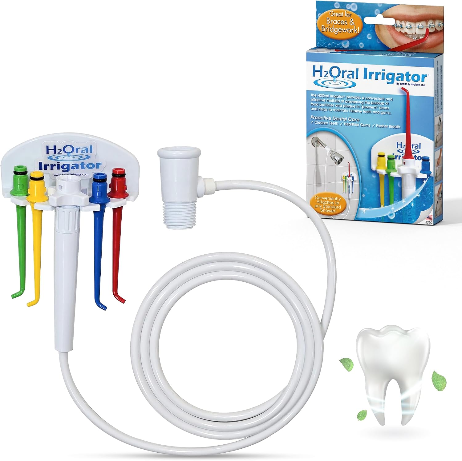 Oral Irrigator - Shower Water Flosser for Healthy Teeth and Gums Made in USA
