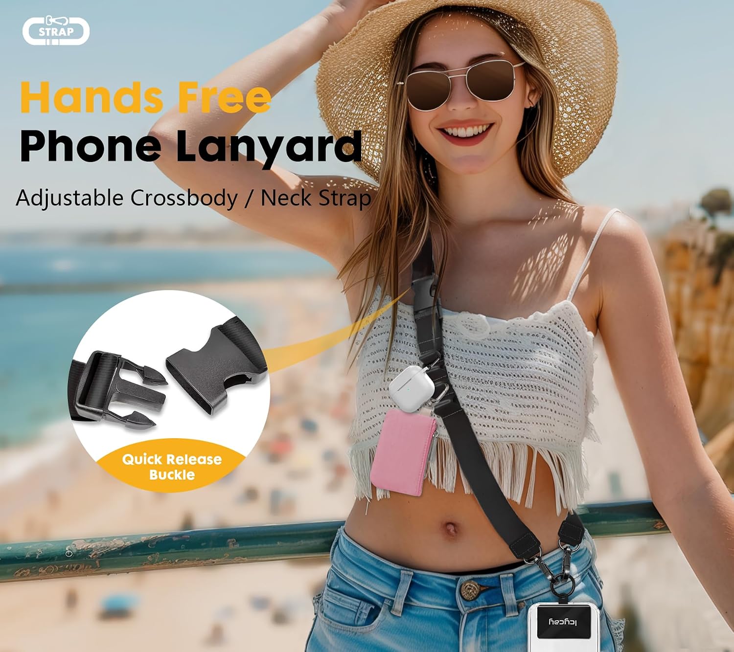 Icycay Phone Lanyard Crossbody Strap Neck Adjustable Teacher Women Cat