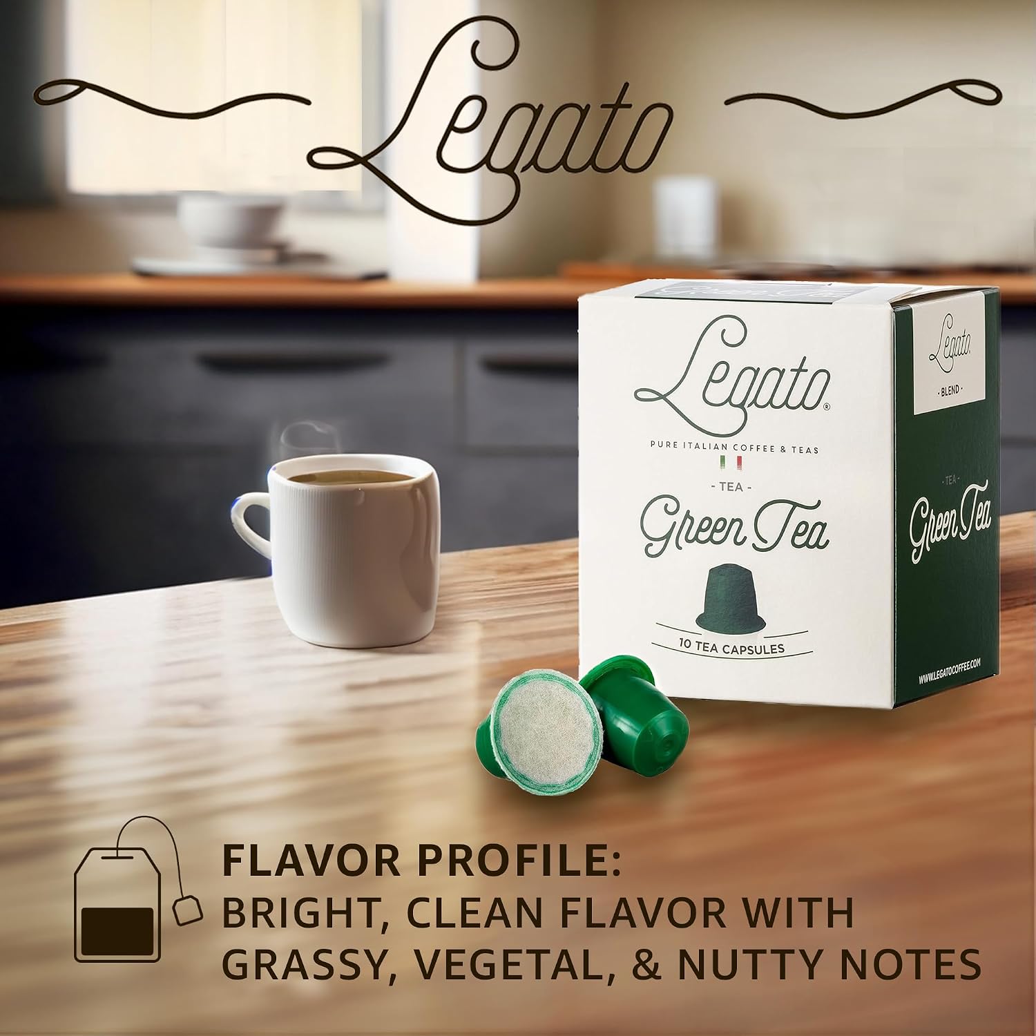 Legato Espresso Capsules - 10/100 count - Single-Serve Coffee Pods - Compatible with Nespresso OriginalLine Machine - Cafe-style Coffee at Home (100, Hazelnut Strength 5)