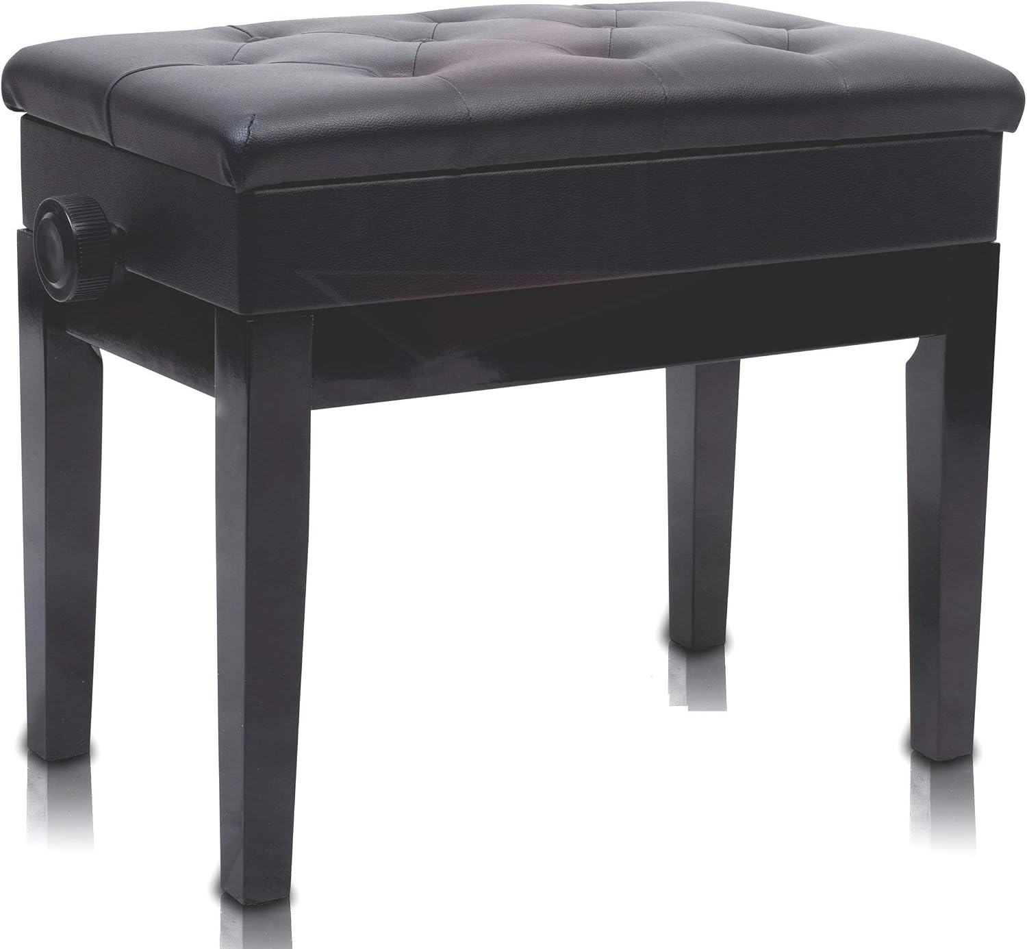 Griffin Adjustable Piano Bench (ErgonomicPRO-X Series) – Black Solid Wood Frame, PU Leather Cushion
