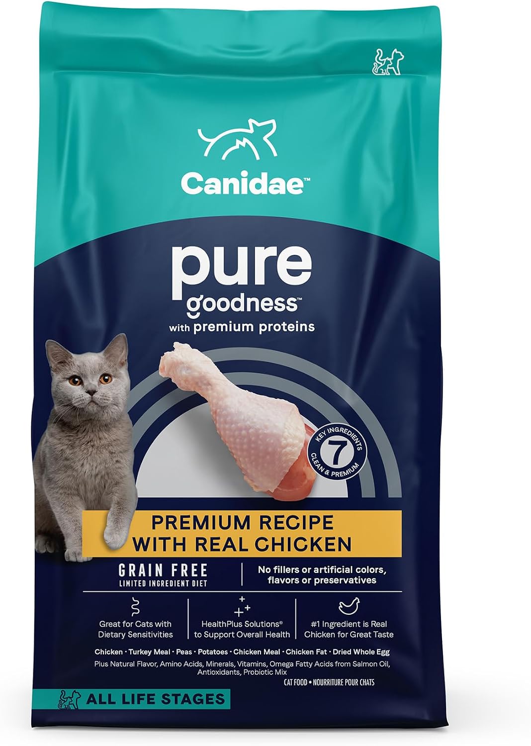 Canidae Pure Limited Ingredient Premium Dry Cat Food, Real Chicken Recipe, 10 lbs, Grain Free