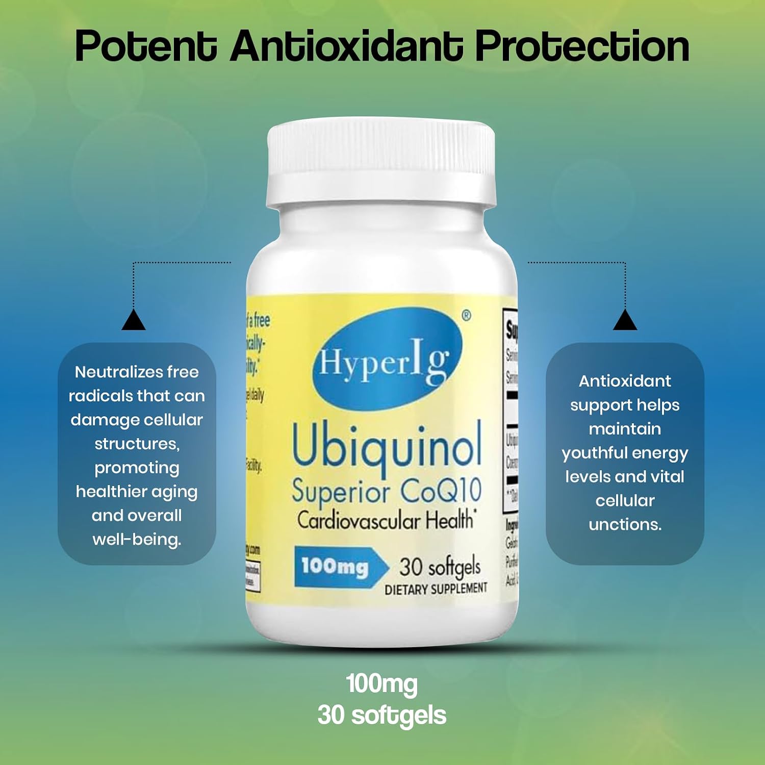 Ubiquinol CoQ10 100mg -2 Pack | Active Form of CoQ10 | Enhanced Absorption | Cellular Energy & Antioxidant Support | Non-GMO, Gluten-Free
