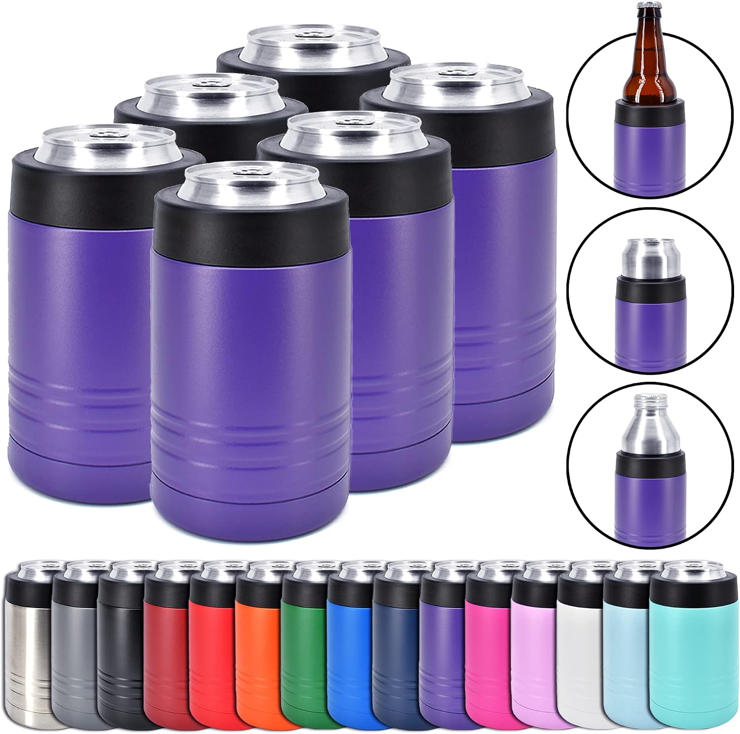 Clear Water Home Goods 12 oz 4-in-1 Stainless Steel Can Cooler (6-Pack)