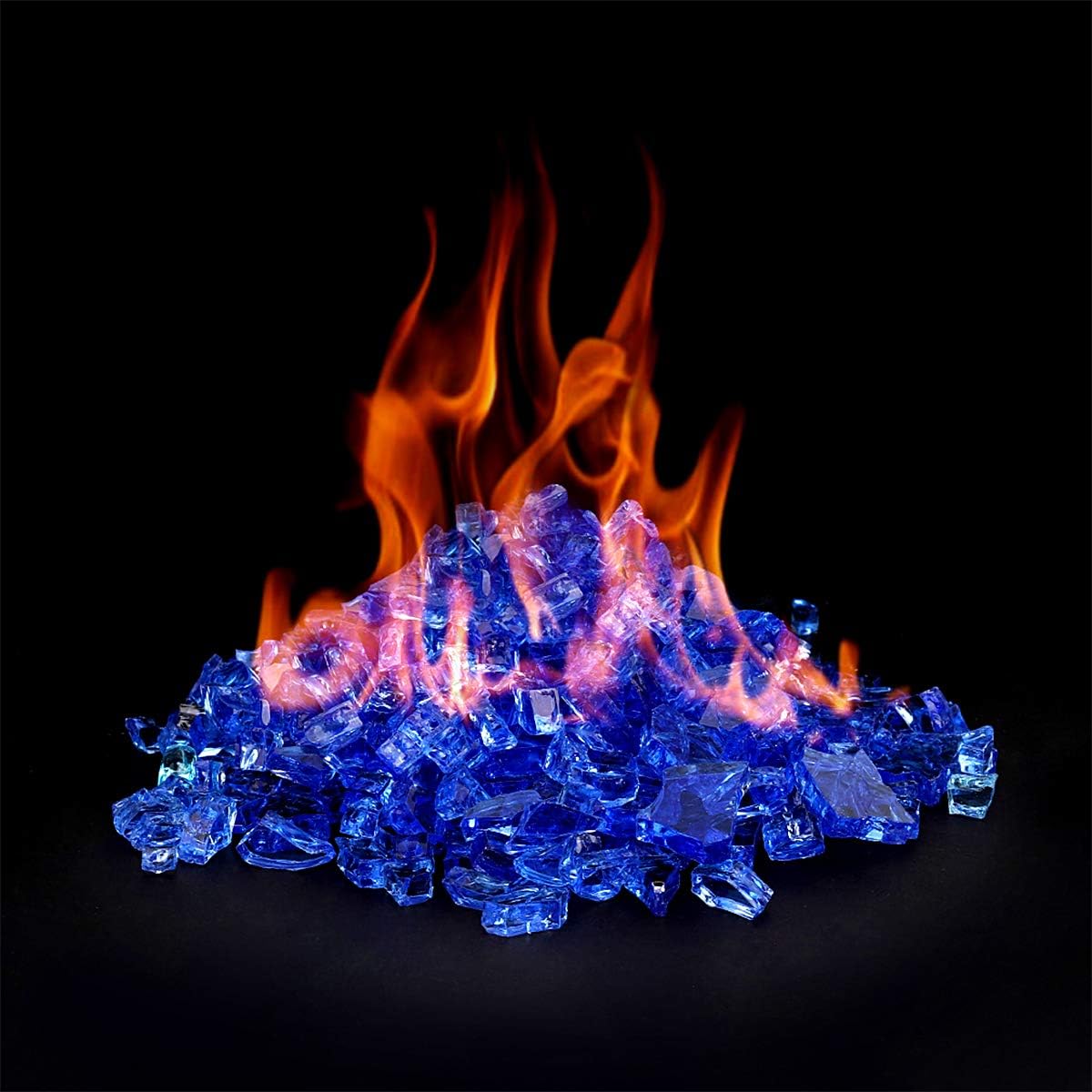 Onlyfire 10 lbs Fire Glass Rocks for Gas Propane Fire Pit and Fireplace