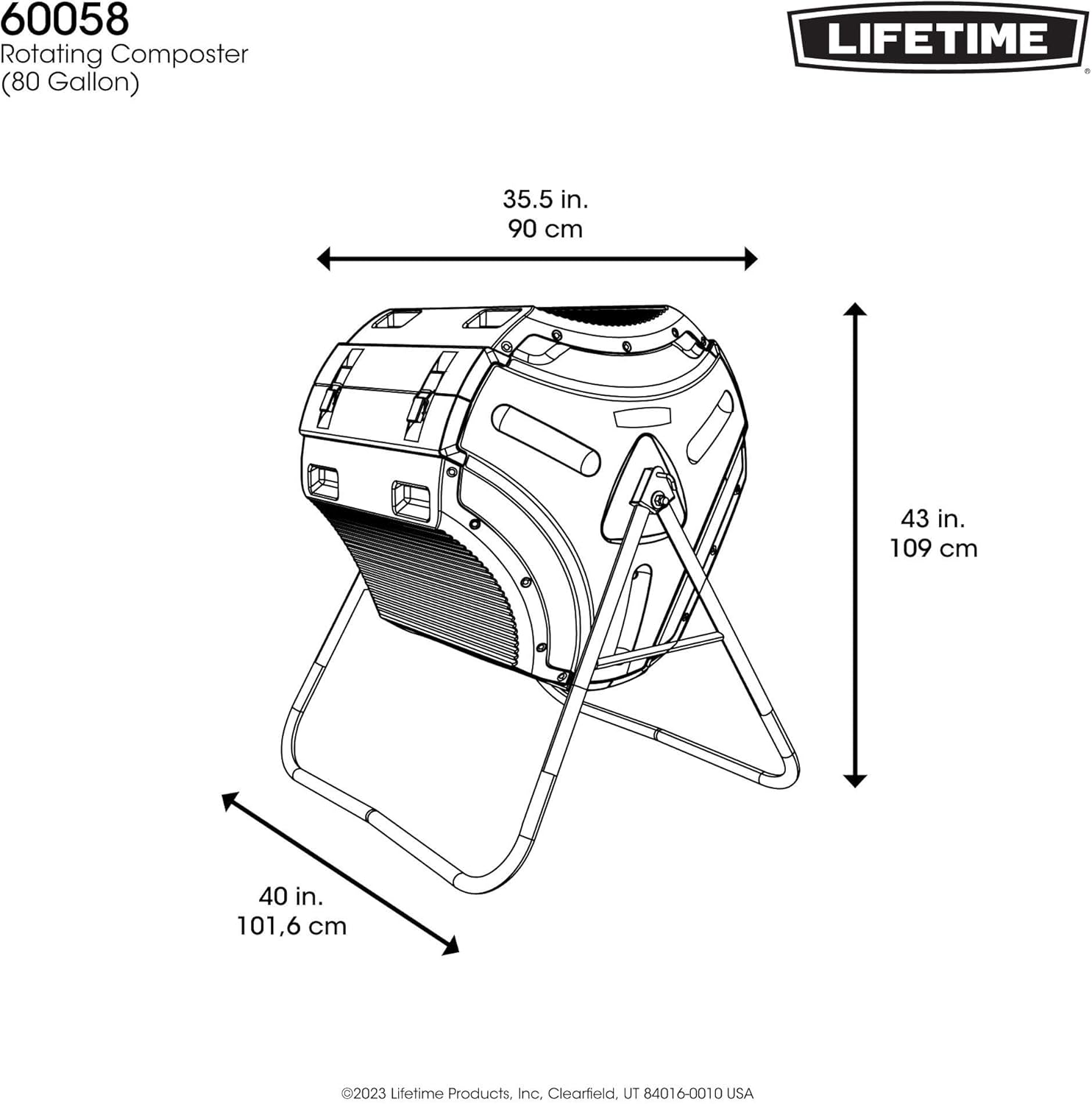 Lifetime 60058 Compost Tumbler, Black, 80-Gallon