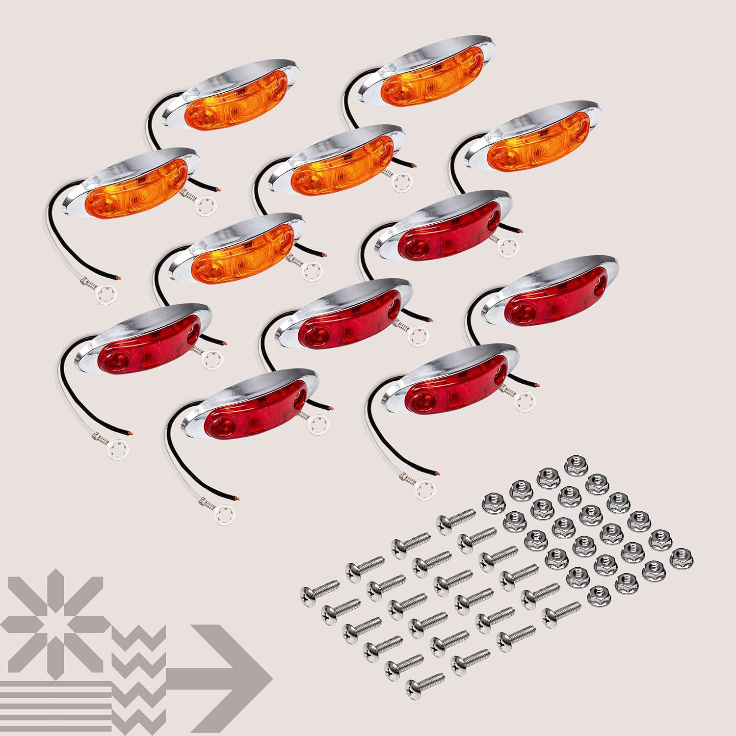 TRUE MODS 2pc 2.5" Amber Oval LED Trailer Marker Lights for Boat Trailer RV