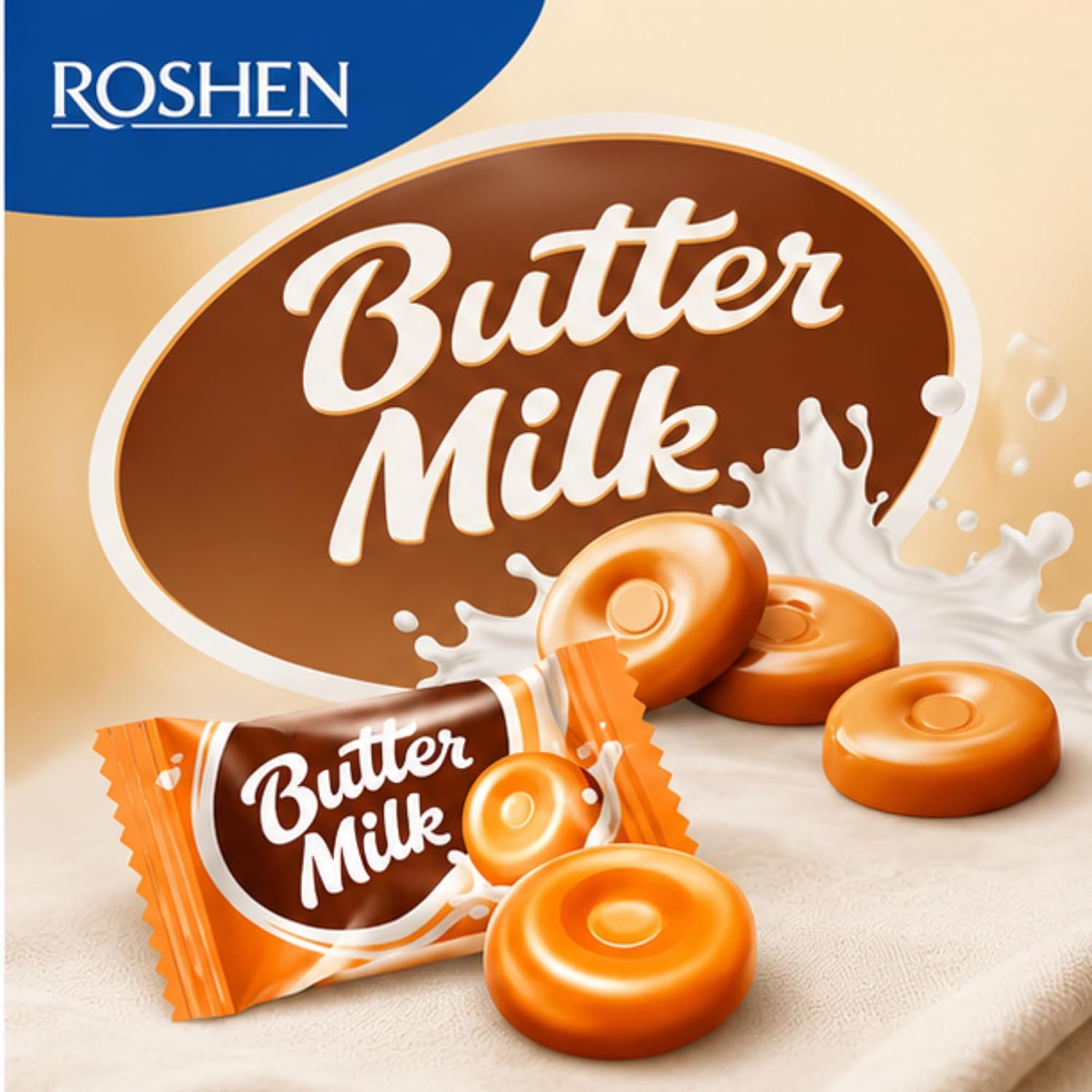 Roshen Citrus Mix Hard Candy – Assorted Fruit Flavors, Individually Wrapped, Bulk 2.2 lbs (1 kg) – Approx. 144 Pieces – Orange