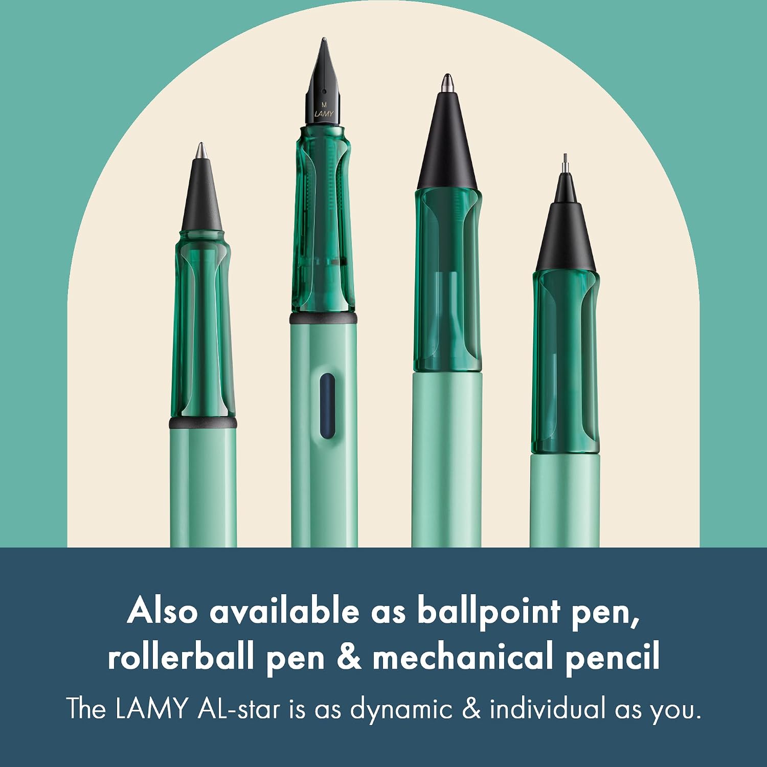 LAMY AL-star black - Fountain Pen with ergonomic grip & black Left-Handed steel nib (LH) in size M - lightweight aluminum body - including LAMY T 10 blue cartridge