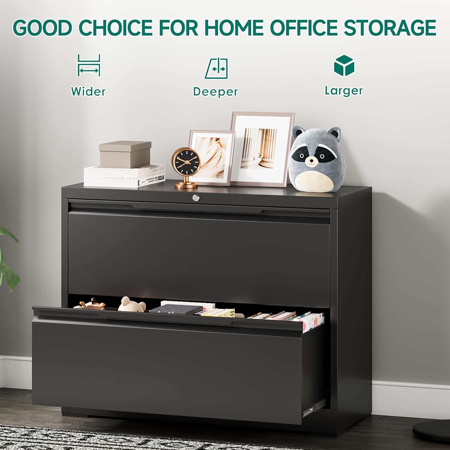 3 Drawer File Cabinet with Lock,Vertical Filing Cabinets for Home Office,Heavy Duty Metal File Cabinet for Hanging A4/Letter/Legal Size File,Vertical File Cabinet 15" W X 17.8" D X 38.3" H-Black