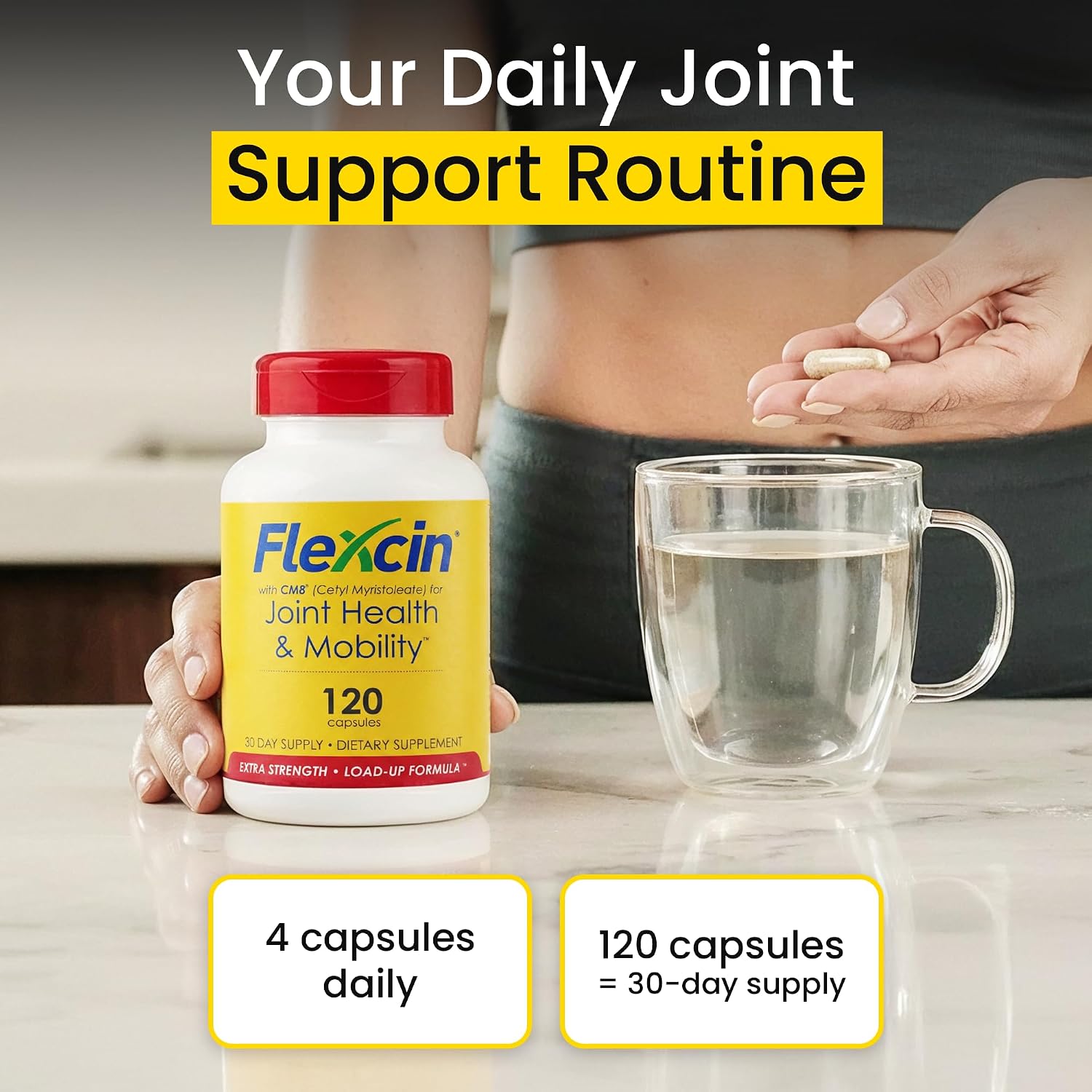 Extra Strength Joint Formula with CM8 (Cetyl Myristoleate) - Joint Supplements for Men and Women with Glucosamine, MSM, Collagen Type II - 120 Capsules