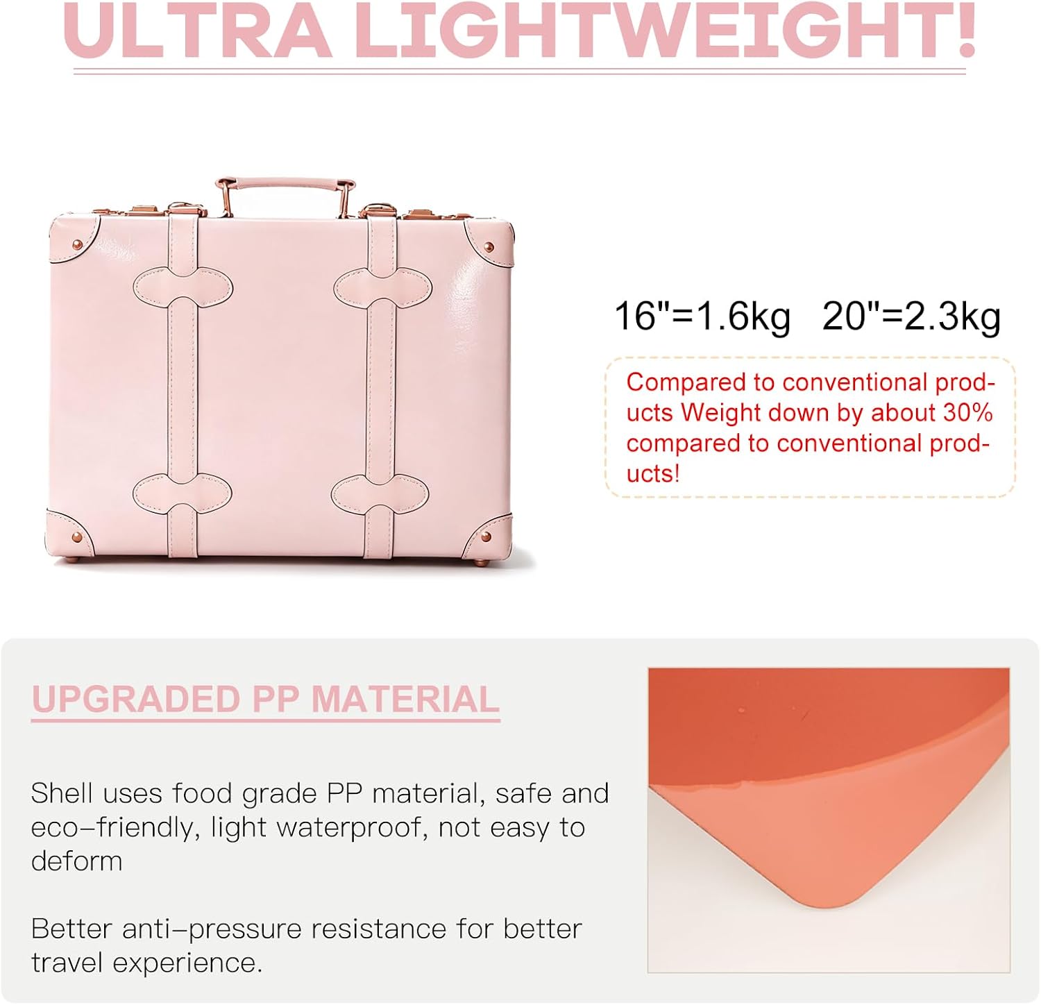 urecity Vintage and Cute Carry-on Overnight Case Non-wheeled Mini Leather Trunk Suitcase with Shoulder Strap