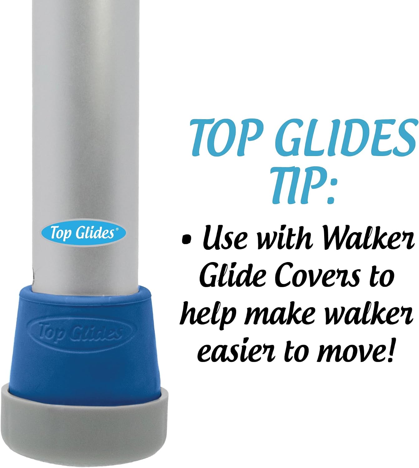 Steel-Reinforced Walker Glide Tips (Gray, 1 1/8")