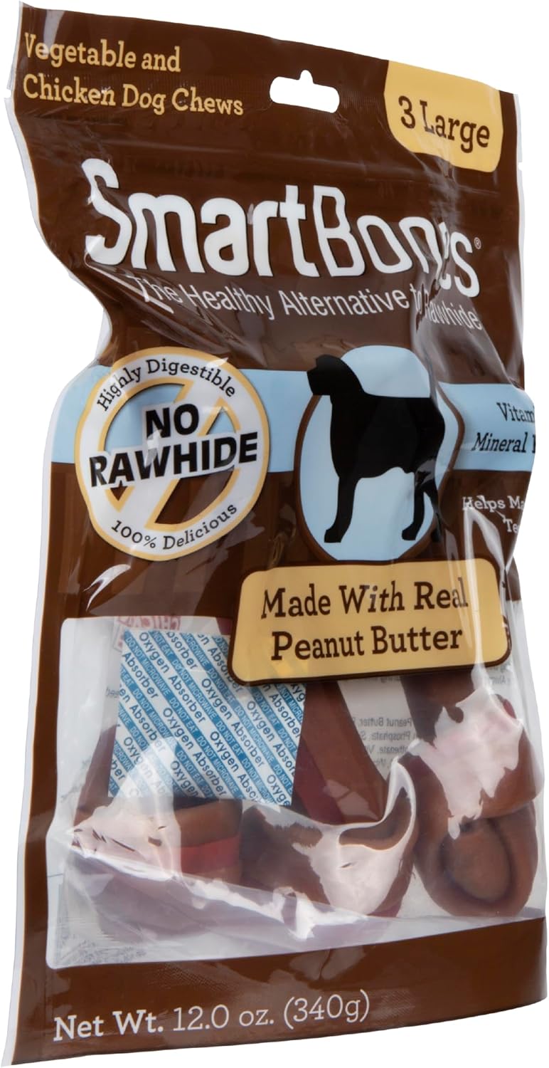 SmartBones Large Chews, Treat Your Dog to a Rawhide-Free Chew Made with Real Meat and Vegetables | With With Real Chicken, Easy To Digest Chew, Vitamin & Mineral Enriched, Helps Maintain Healthy Teeth, For Large Dogs