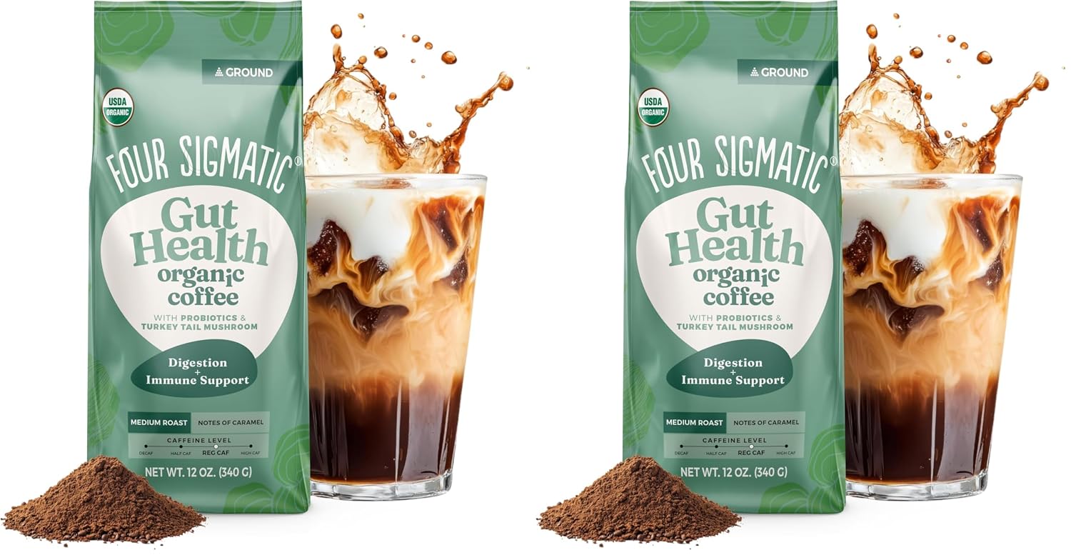 Four Sigmatic Organic Focus Mushroom Ground Coffee | Dark Roast, Organic Coffee with Lion's Mane & Chaga Mushroom for Mental Clarity & Energy Support | 12oz Bag