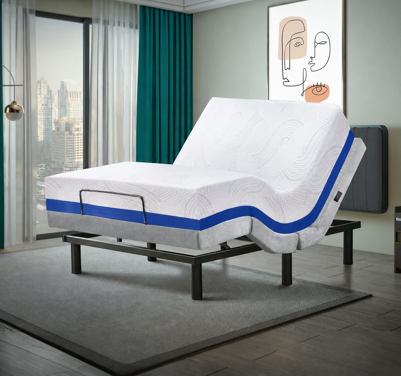 Irvine Home Collection Twin XL Adjustable Bed Base | Dual Massage | USB Ports | Zero Gravity | Anti-Snore | Memory Positions | Under Bed Lighting