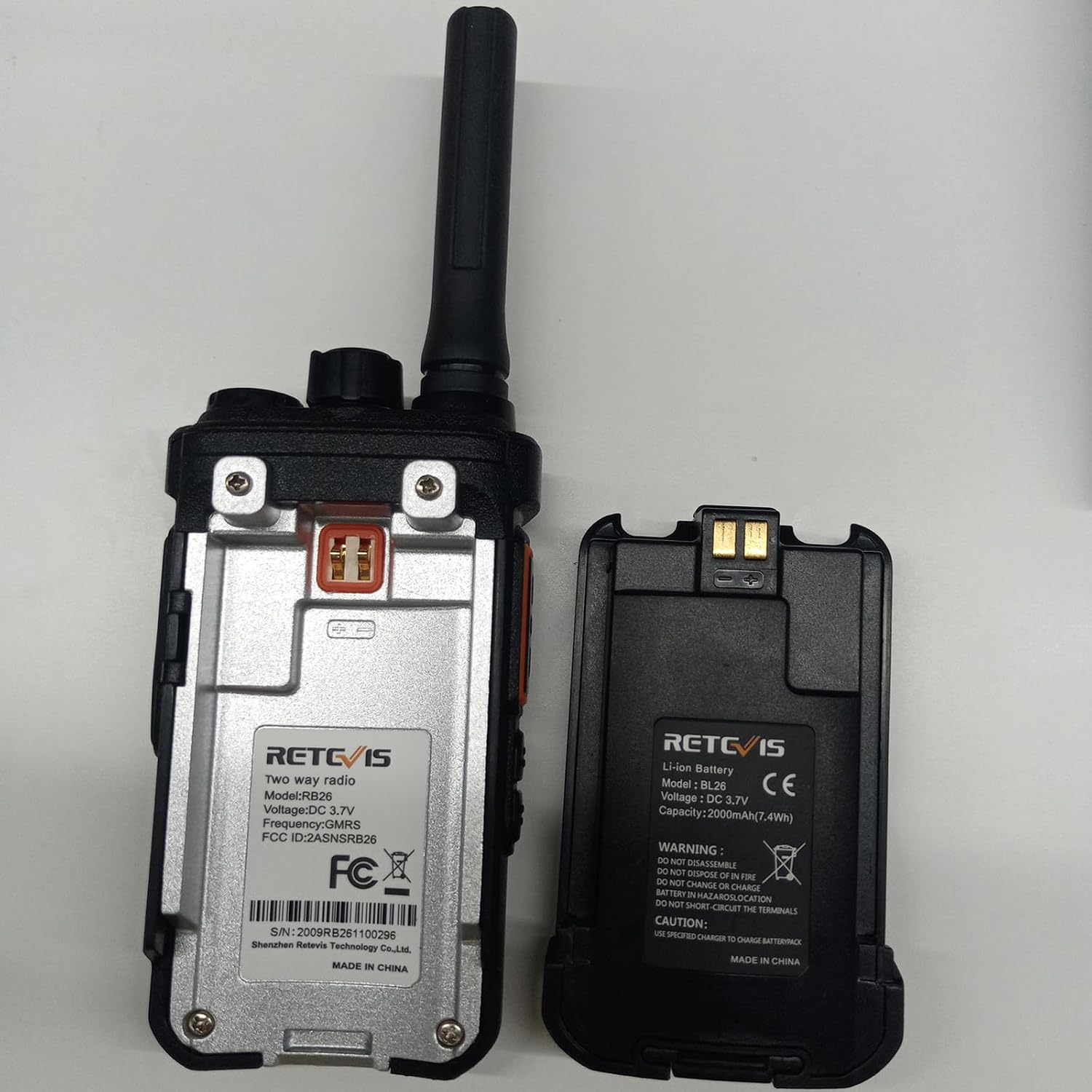Retevis RB26H GMRS 2 Way Radio Long Range, Business Walkie Talkies, 1 Pack | Professional Two Way Radios, 2000mAh, Hidden Display, Type-C, Built in NOAA Flashlight VOX,GMRS Repeater Capable, for Camping