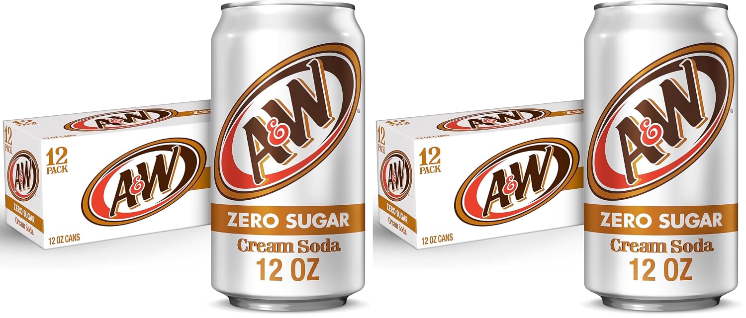 A&W Zero Sugar Root Beer Soda, 12 fl oz cans, 12 count