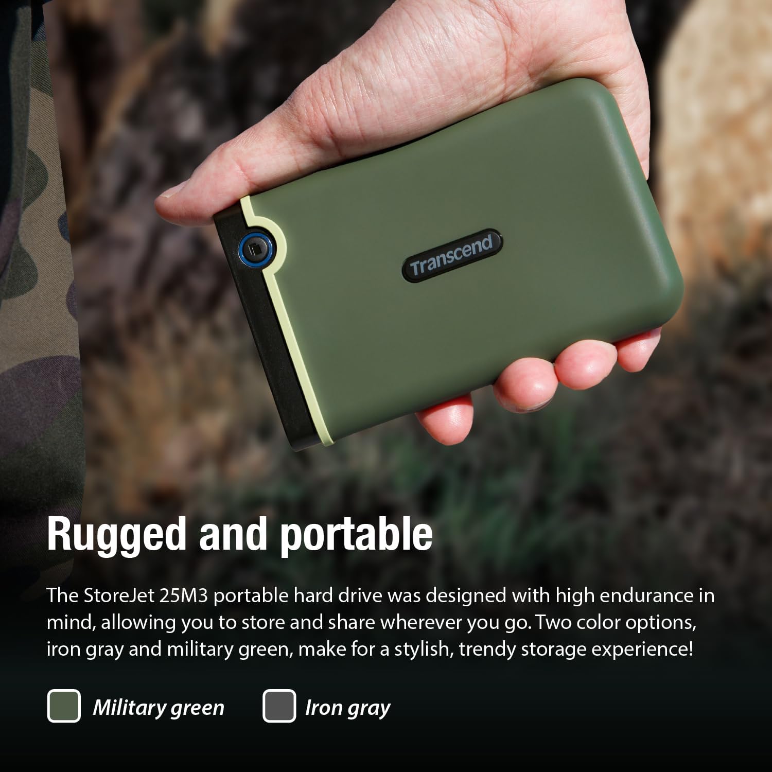 Transcend 4TB StoreJet 25M3 Rugged Portable HDD, One Touch Backup