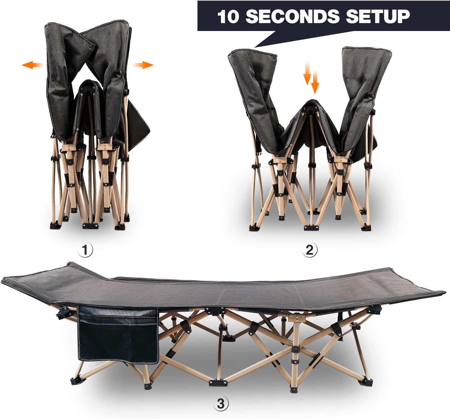REDCAMP Oversized Camping Cots for Adults 500lbs, 33.5'' Extra Wide Tall Sleeping Cots Heavy Duty, XL Cots Portable for Outdoor Indoor Office